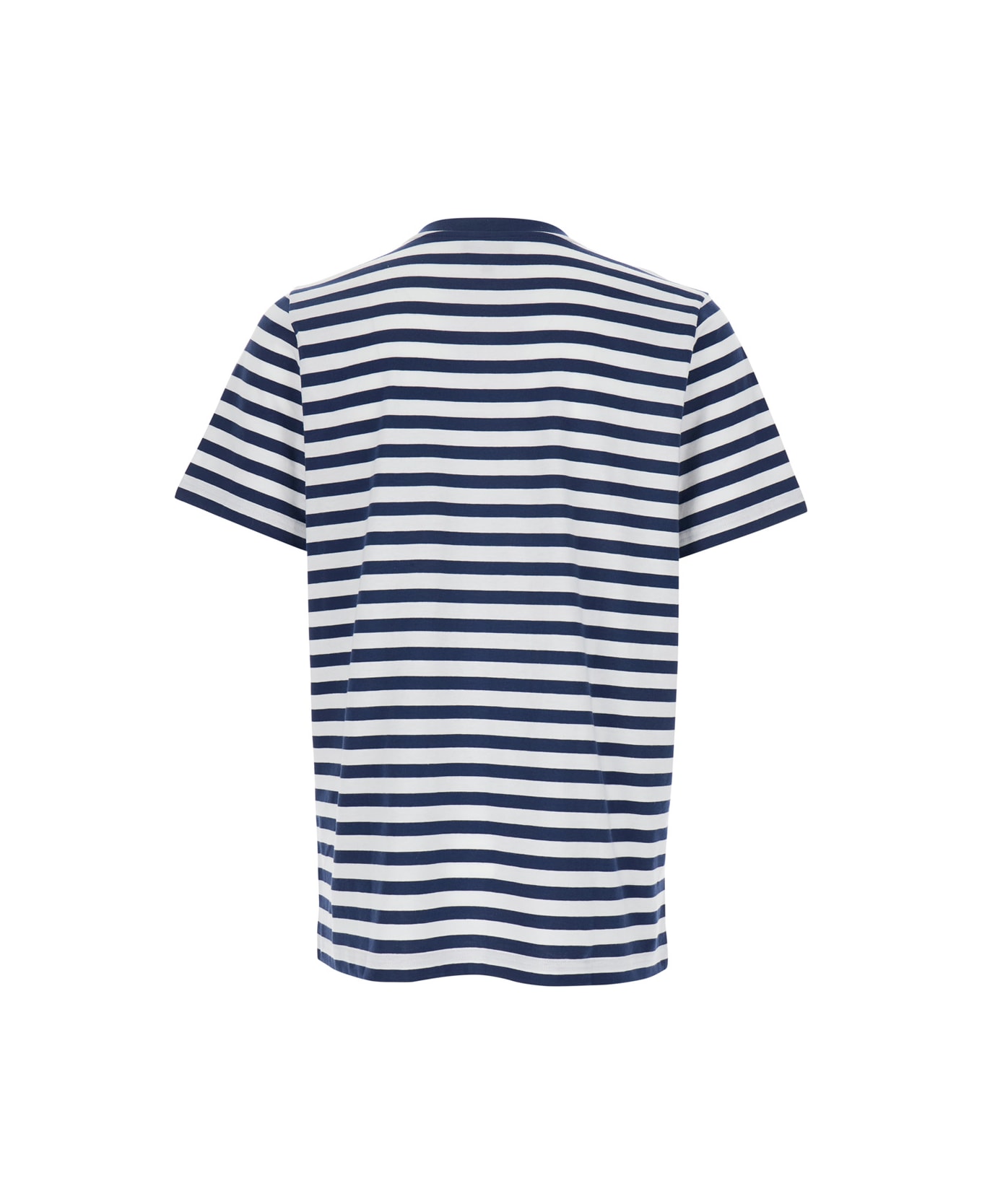 A.P.C. Blue T-shirt With Striped Motif And Logo Embroidered On The Front In Cotton Man - Blu