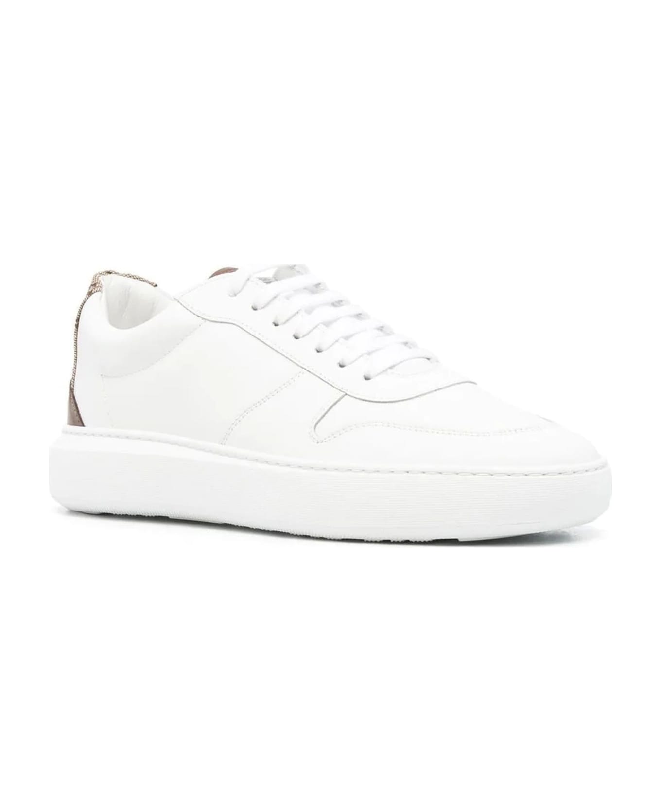 Herno White Calf Leather Sneakers - Bianco