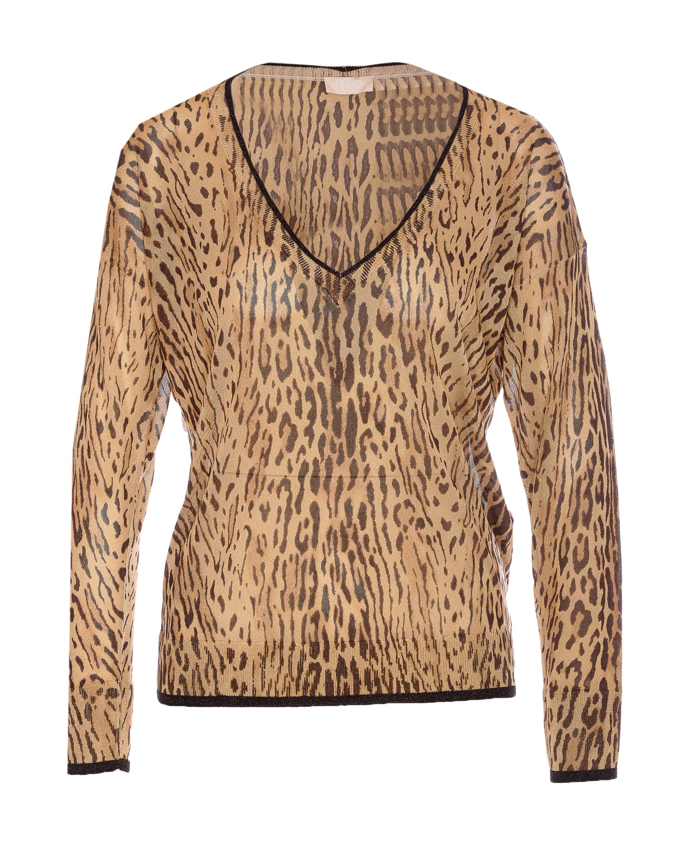 Liu-Jo Leopard Long Sleeves Top - Beige