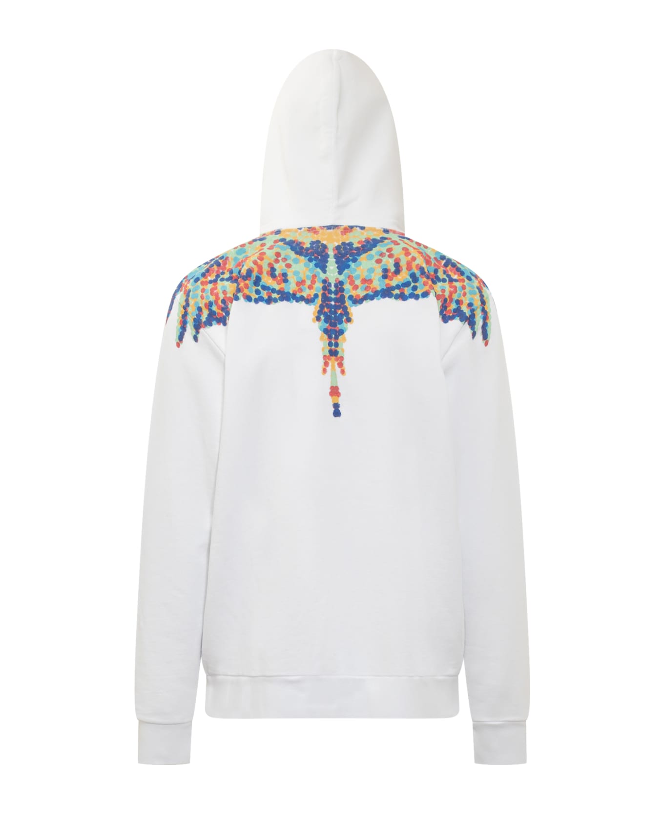 Marcelo Burlon Hoodie With Multicolor Pointillism Wings - White フリース