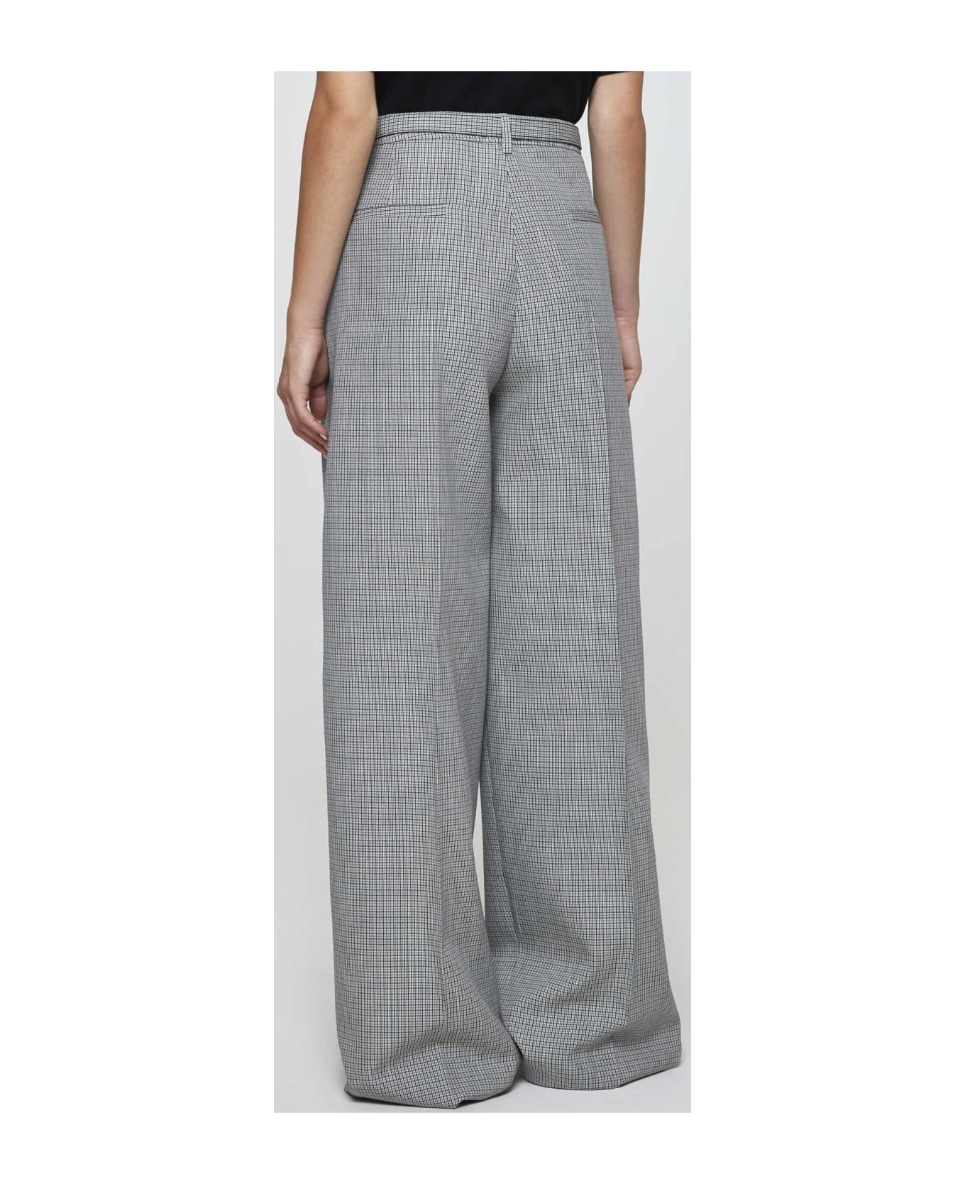 Jil Sander Micro-check Wool Trousers - Grey