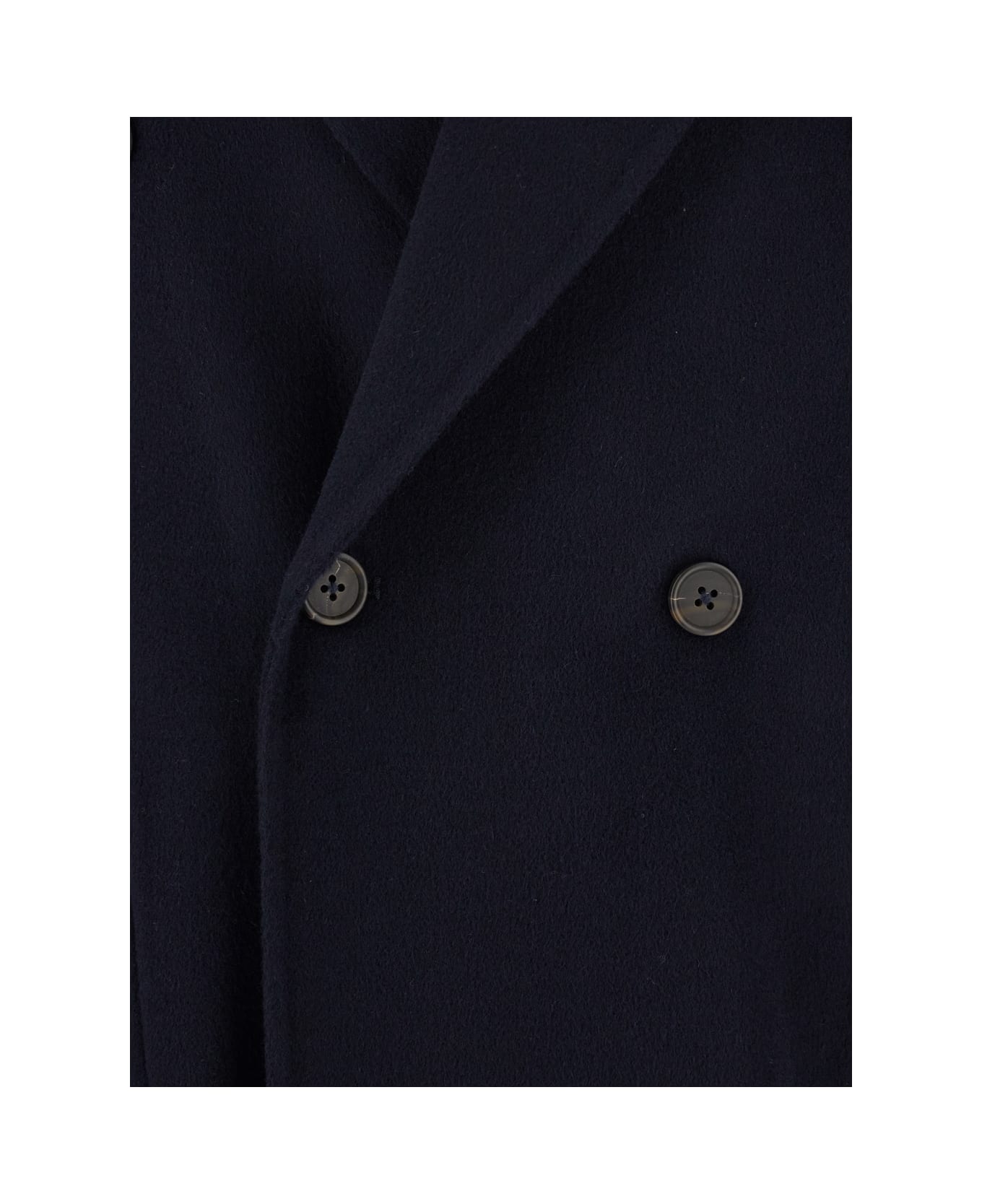 Emporio Armani Blue Double-breasted Coat With Wide Classic Lapels In Wool Man - Blu