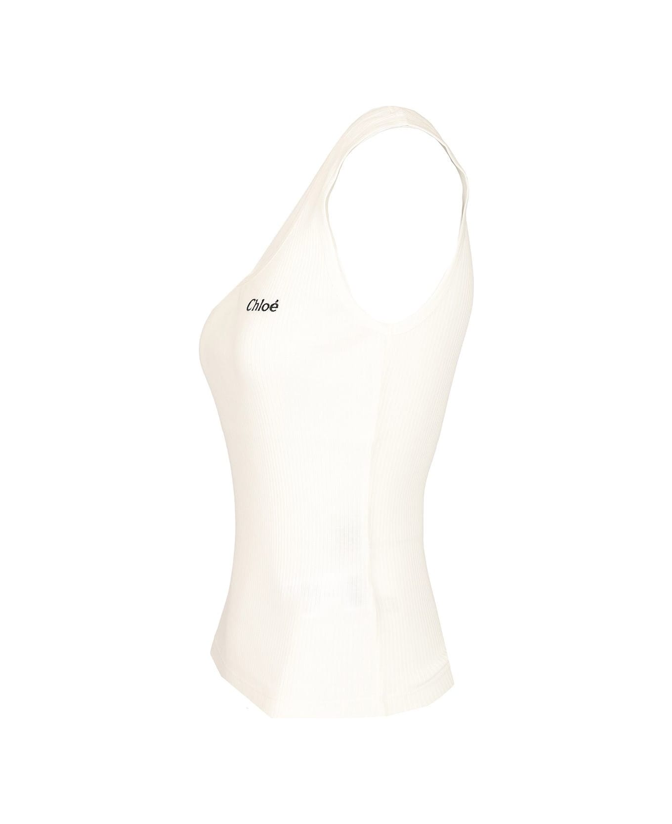 Chloé Ribbed Stretch Jersey - White