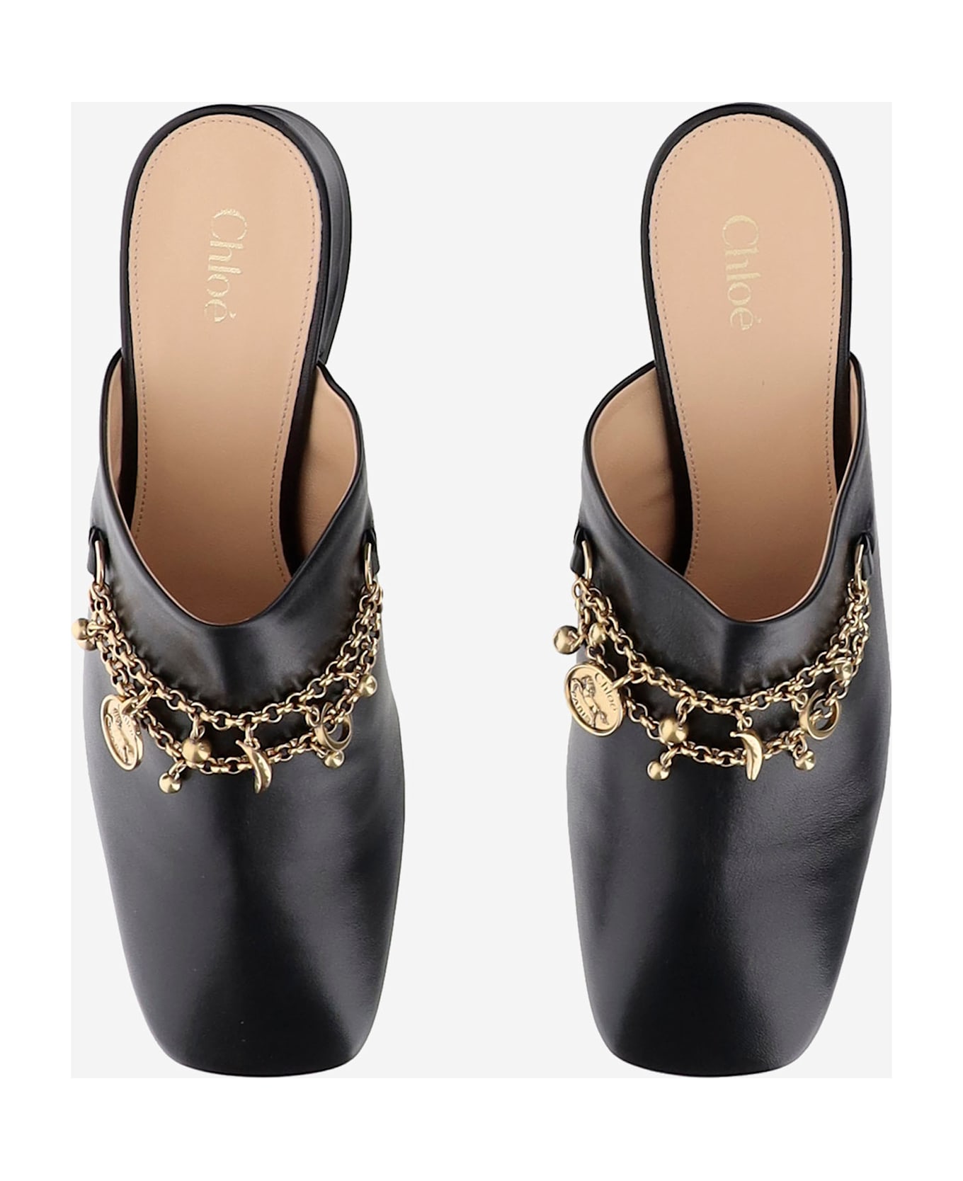 Chloé Leather Mules With Charms - Black