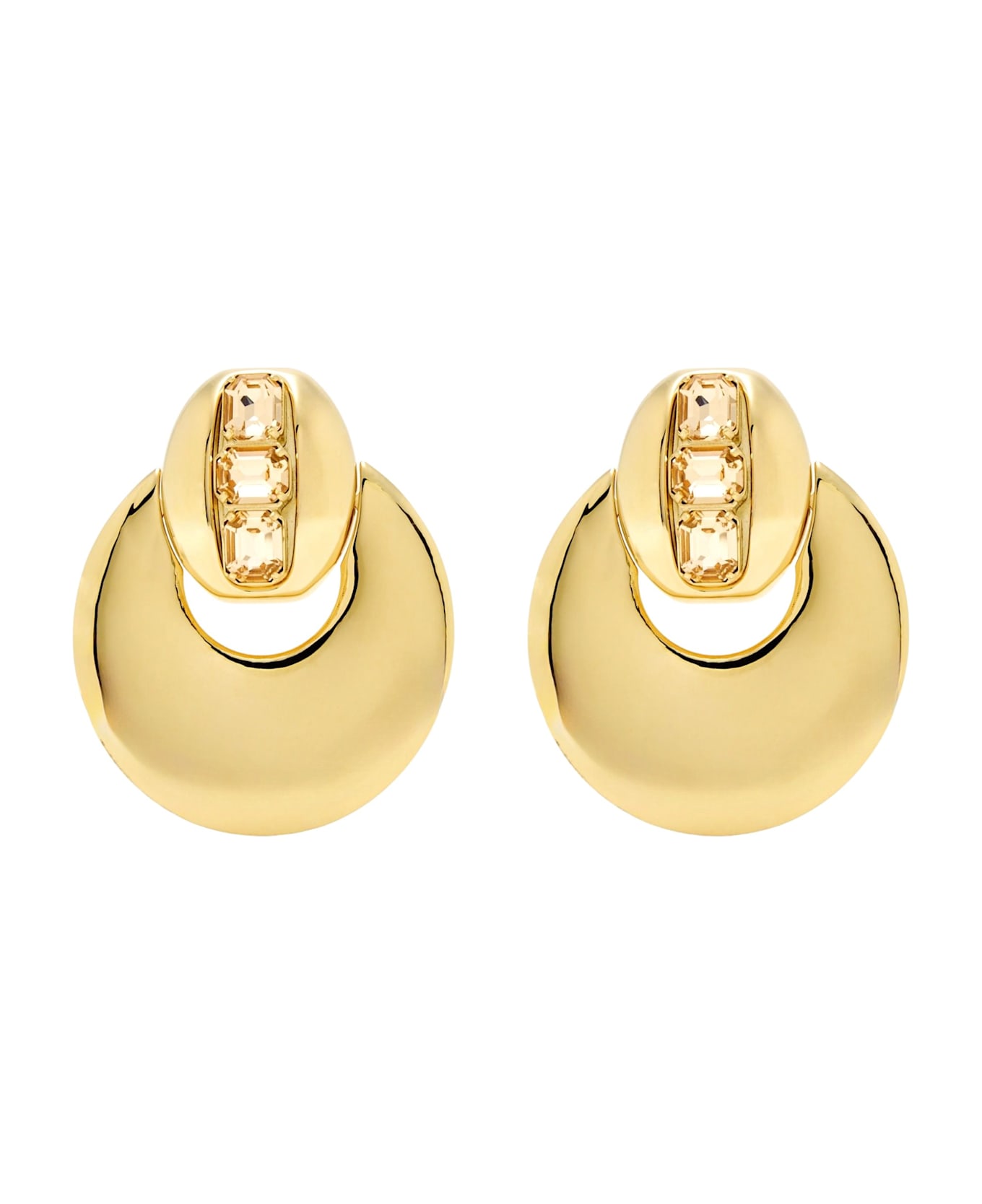 Saint Laurent Rhinestone Disc Earrings - Golden