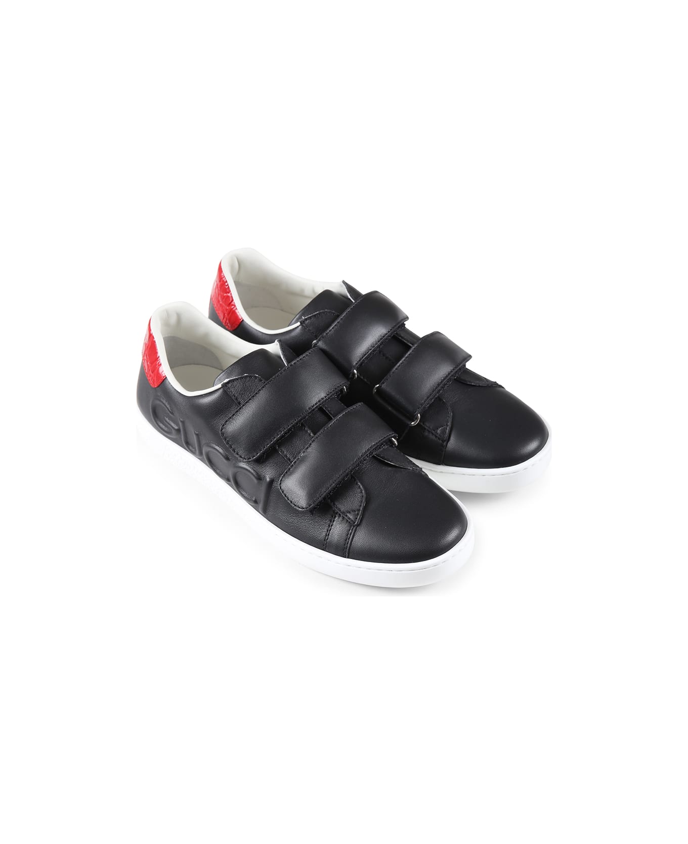 Gucci Black Ace Sneakers For Kids With Logo - Black