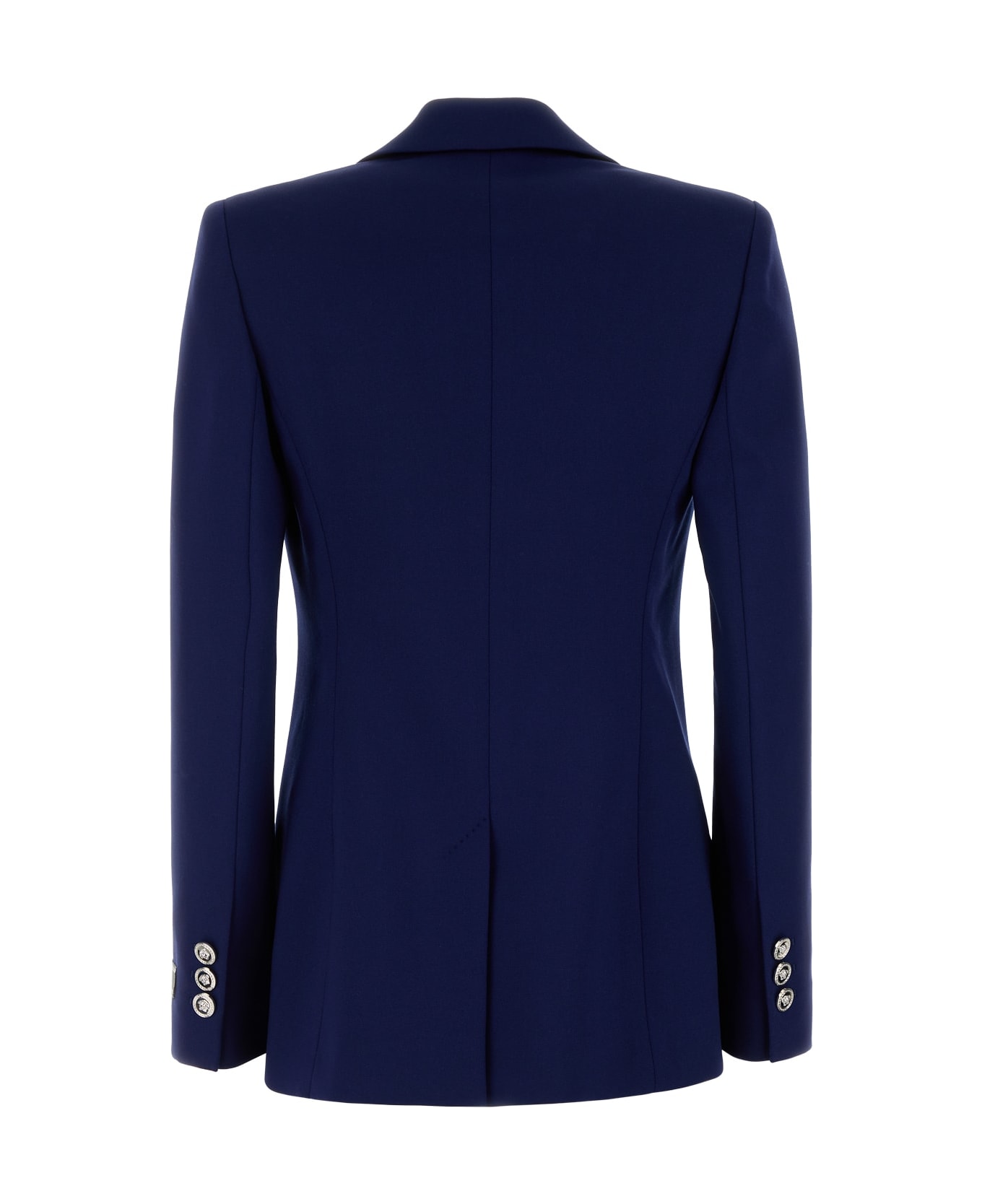 Versace Blue Stretch Wool Blazer - INKBLUE