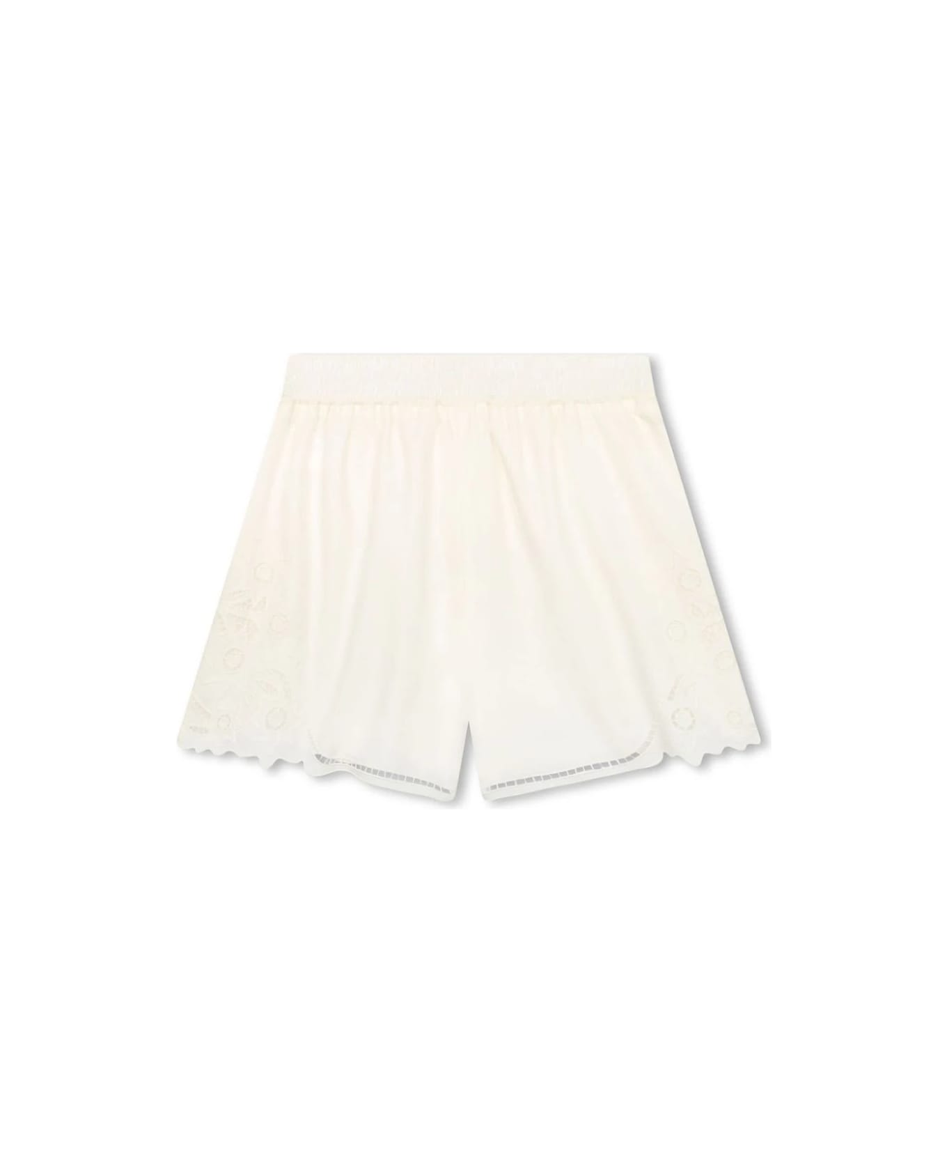 Chloé White Shorts With Embroidery - White