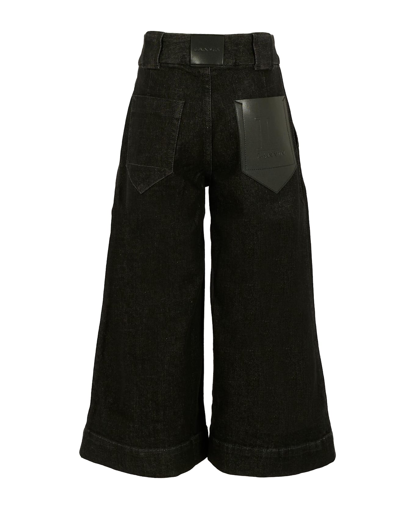 Lanvin Black Jeans For Girl With Logo - Black