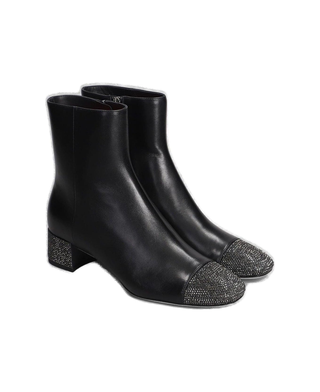 René Caovilla Bonnie Low Heeled Ankle Boots - Black