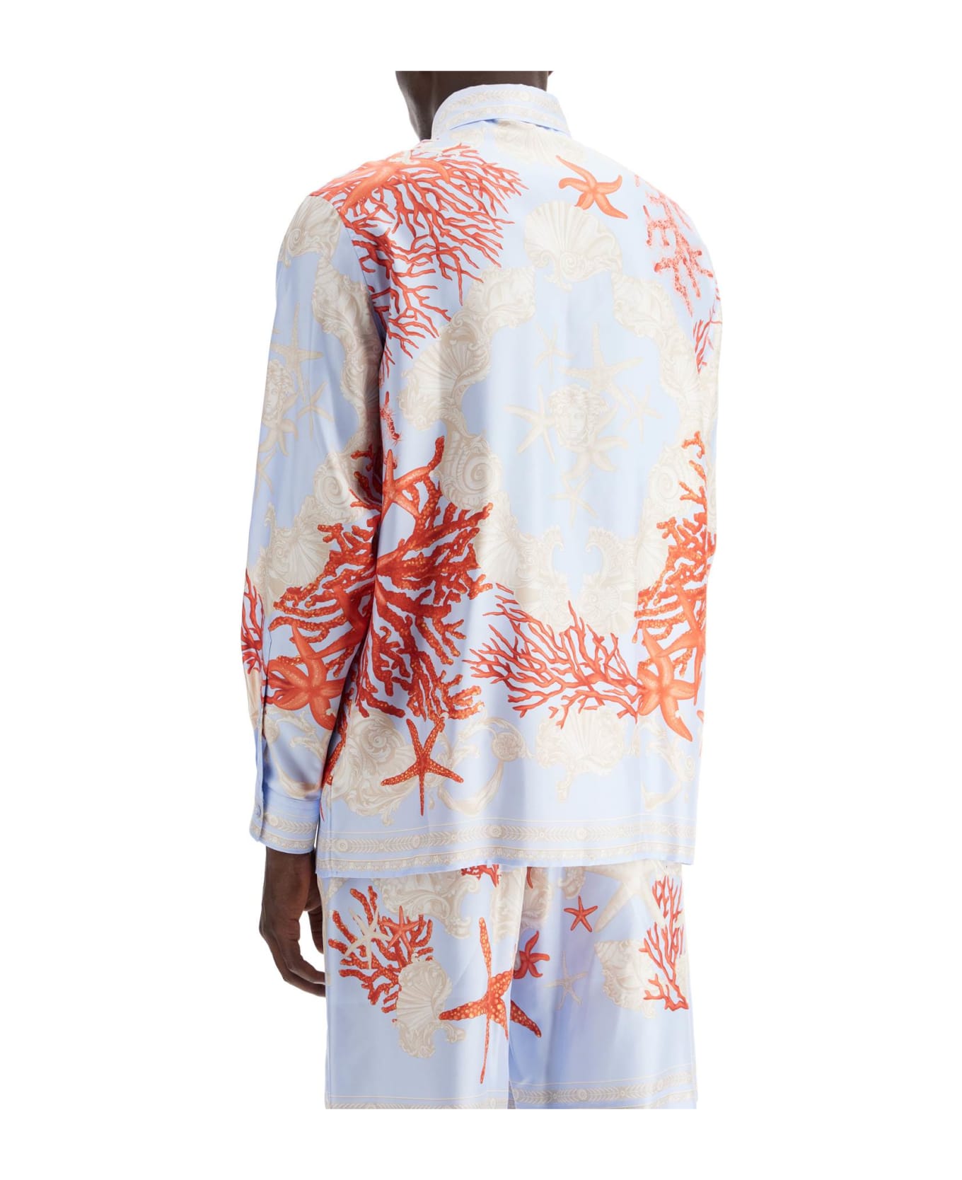 Versace Barocco Sea Silk Shirt - BLUE HYDRANGEA+CORAL+BONE (Light blue)