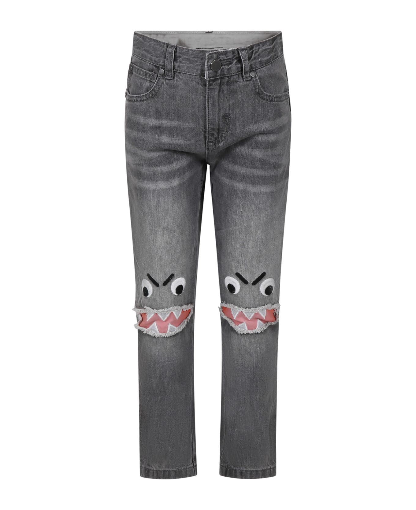 Stella McCartney Kids Grey Jeans For Boy With Shark - Grey