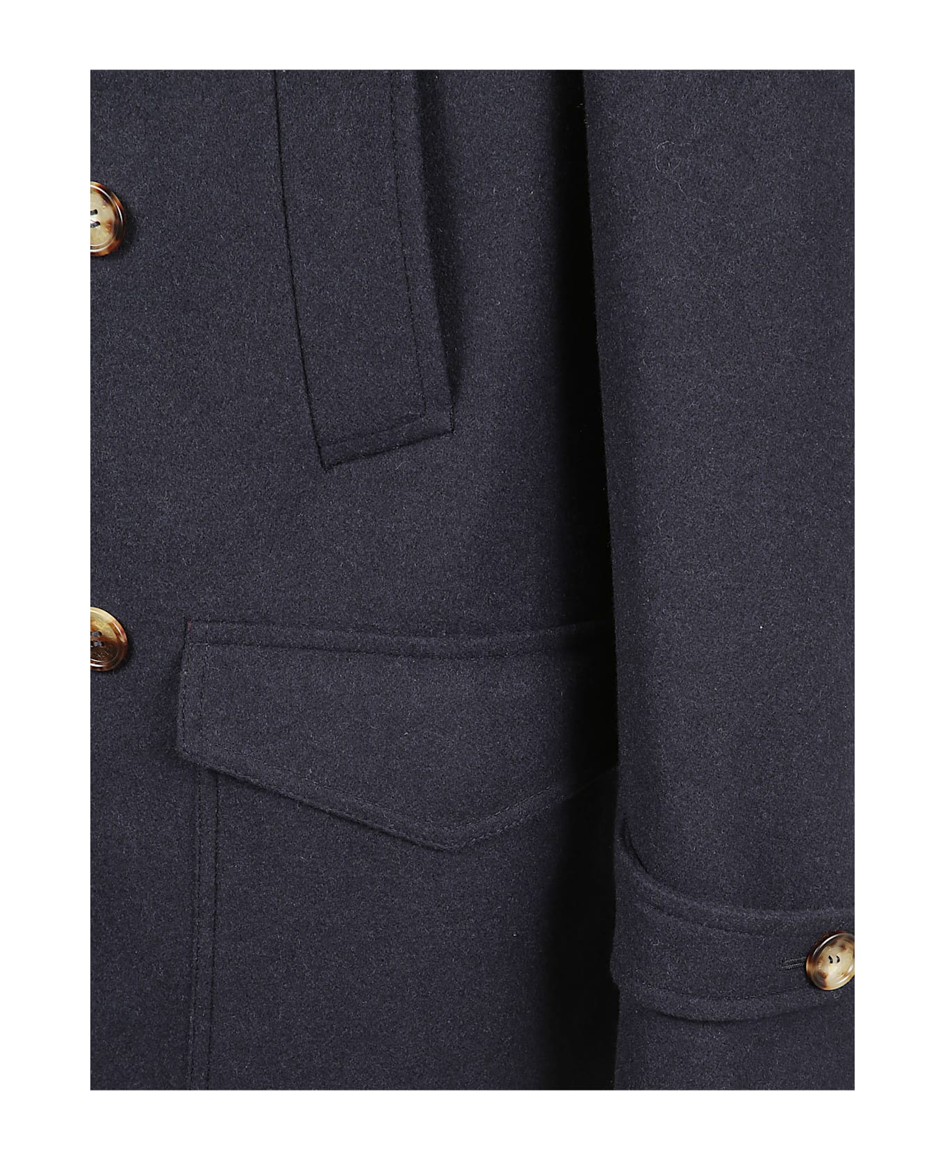 Brunello Cucinelli Short Double-breasted Wool Coat - Blue