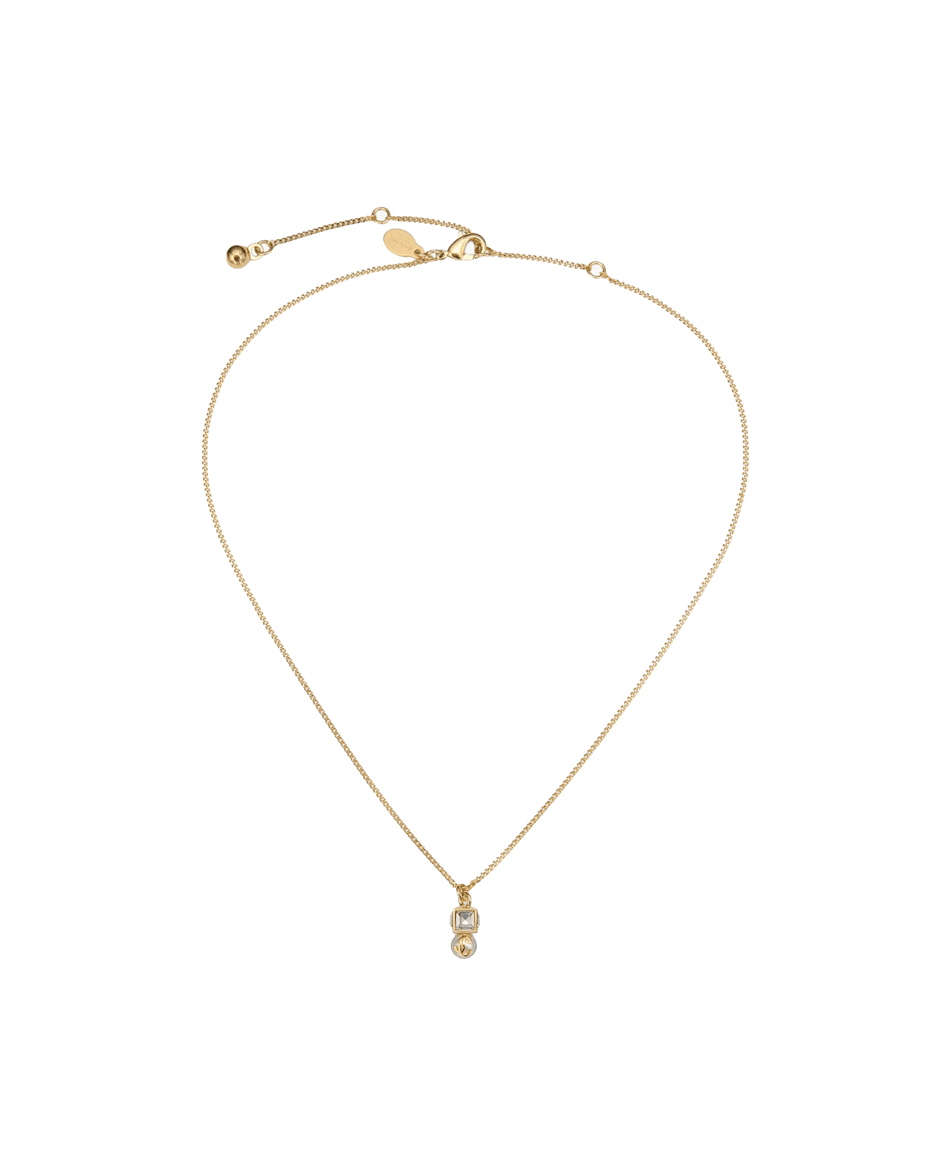Jimmy Choo Jc Pearl Cube Necklace - Golden