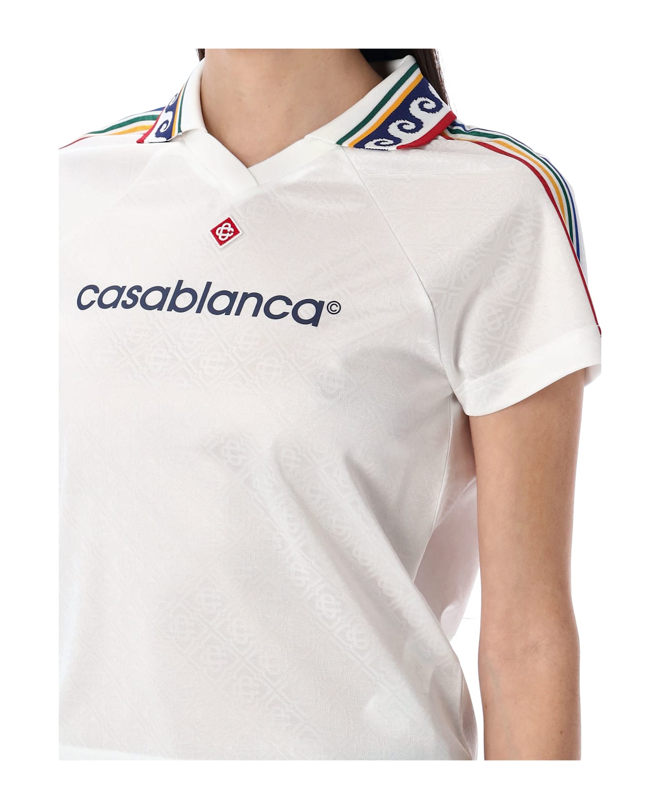 Casablanca Jacquard Monogram Football T-shirt - WHITE