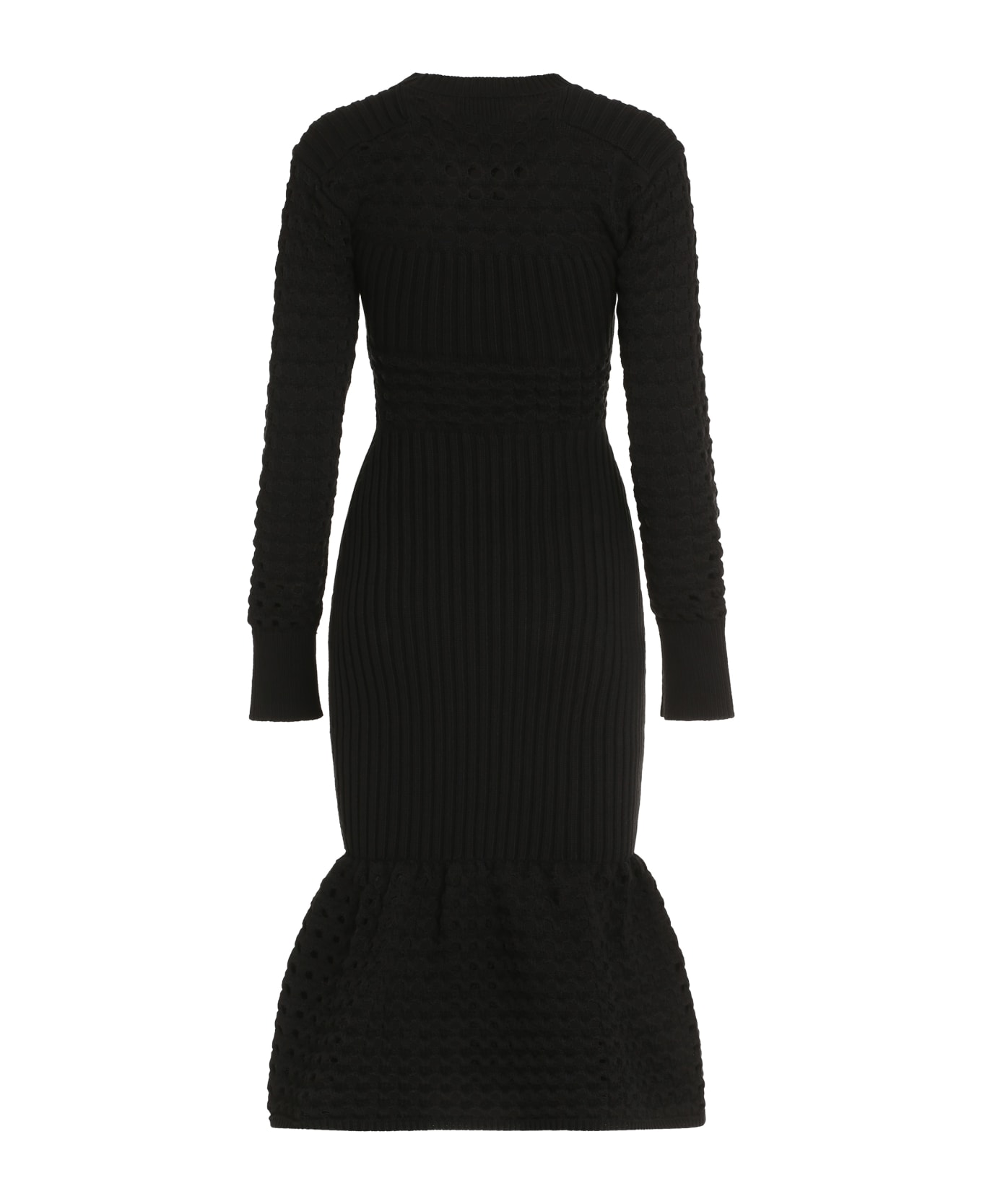 Alexander McQueen Ribbed Knit Midi Dress - black