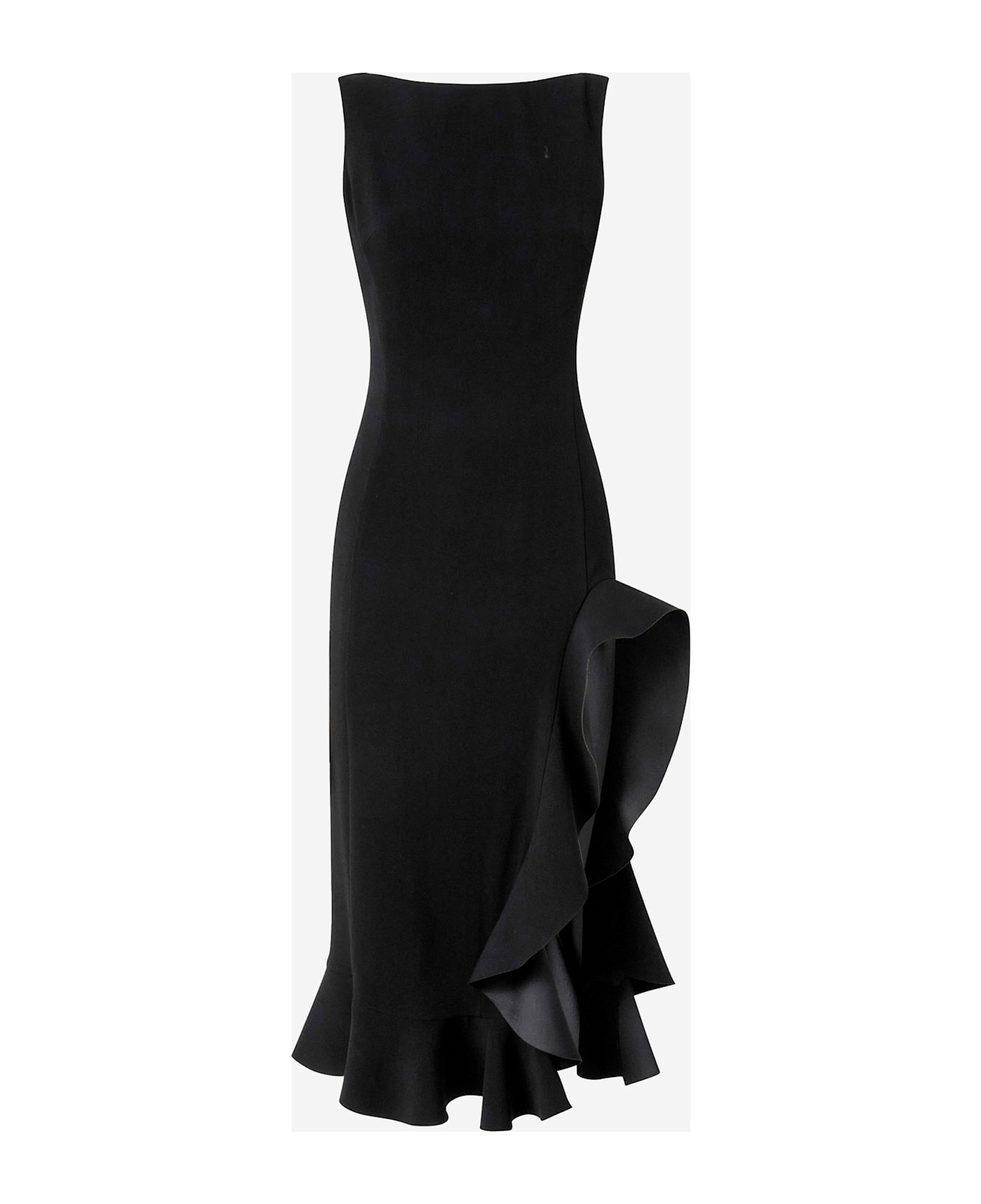 Pinko Stretch Viscose Dress With Ruffles - Black
