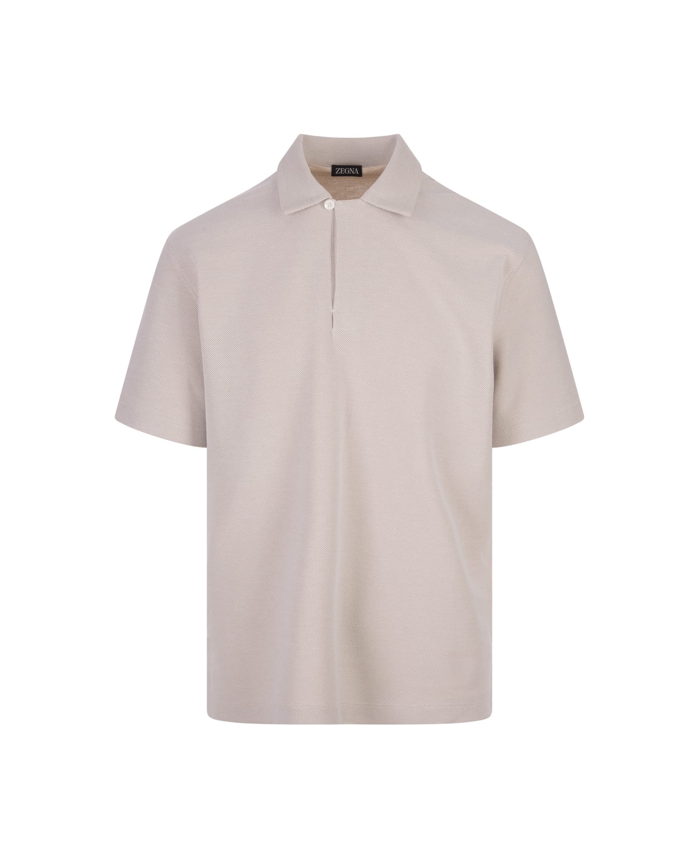Zegna Beige Honeycomb Cotton Polo Shirt - Brown