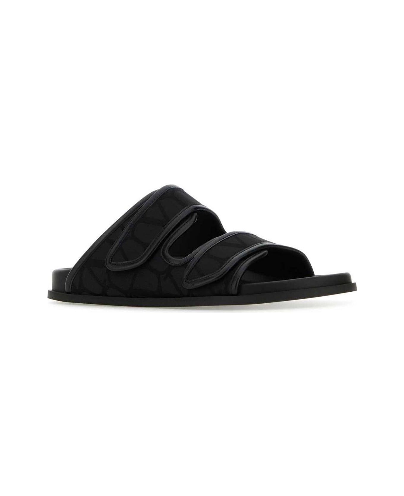 Valentino Garavani Open Toe Slip-on Slippers - BLACK