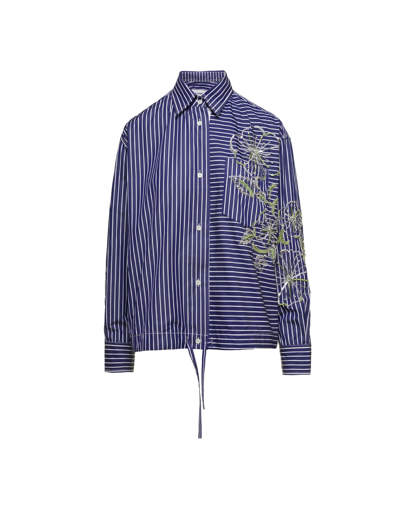 Des Phemmes Hibiscus Embroidered Shirt - Blu