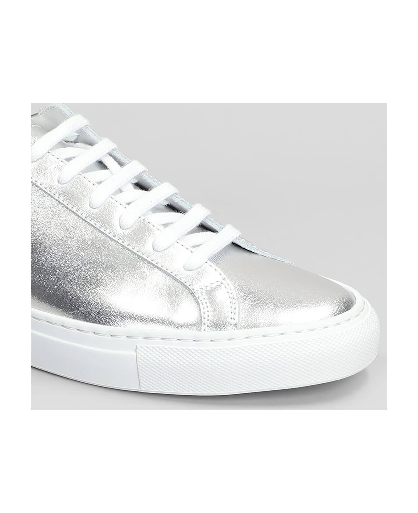Common Projects Achilles Shiny Sneakers In Silver Leather - silver