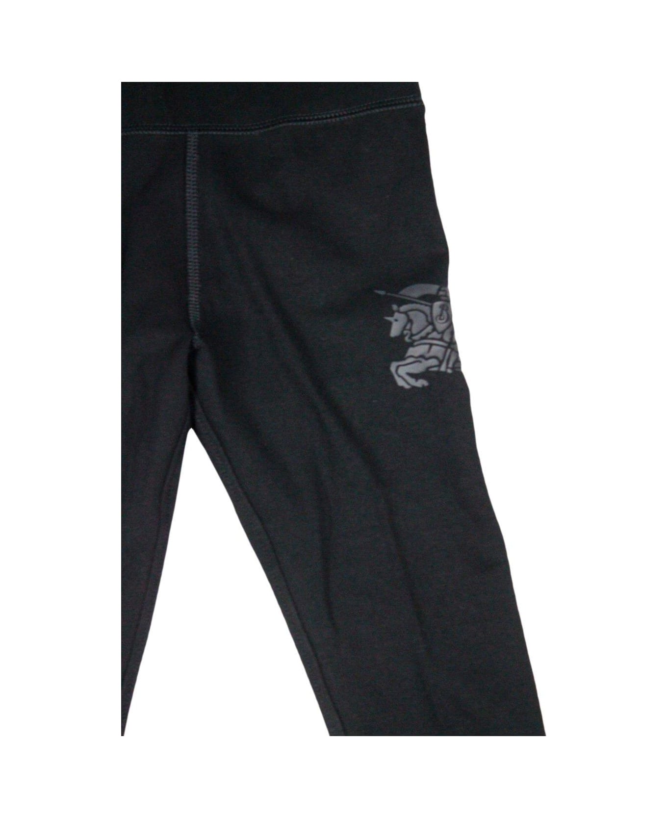 Burberry Logo-printed Elasticated-waistband Stretched Leggings - BLACK ボトムス