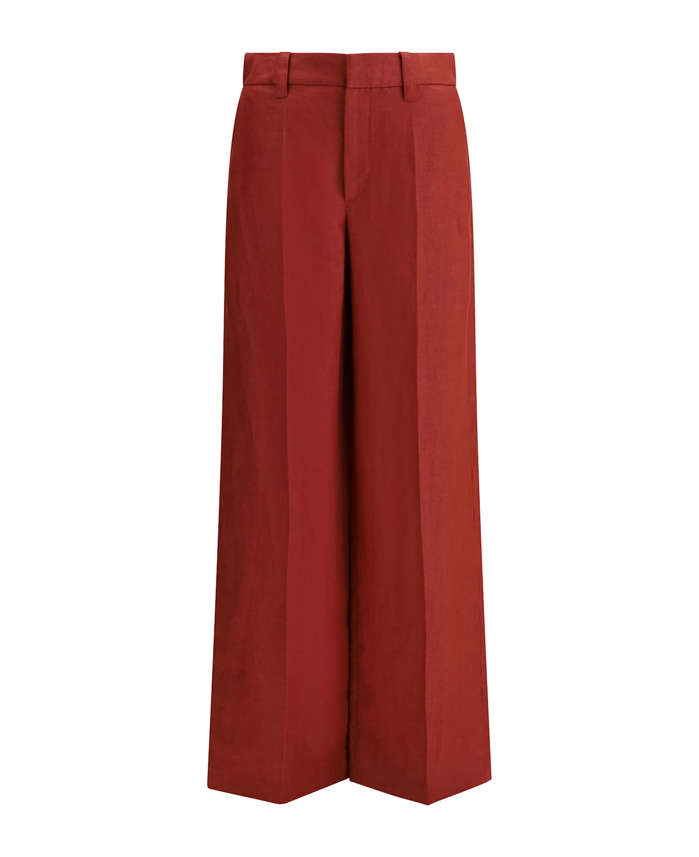 Brunello Cucinelli Linen Palazzo Pants - Rosso