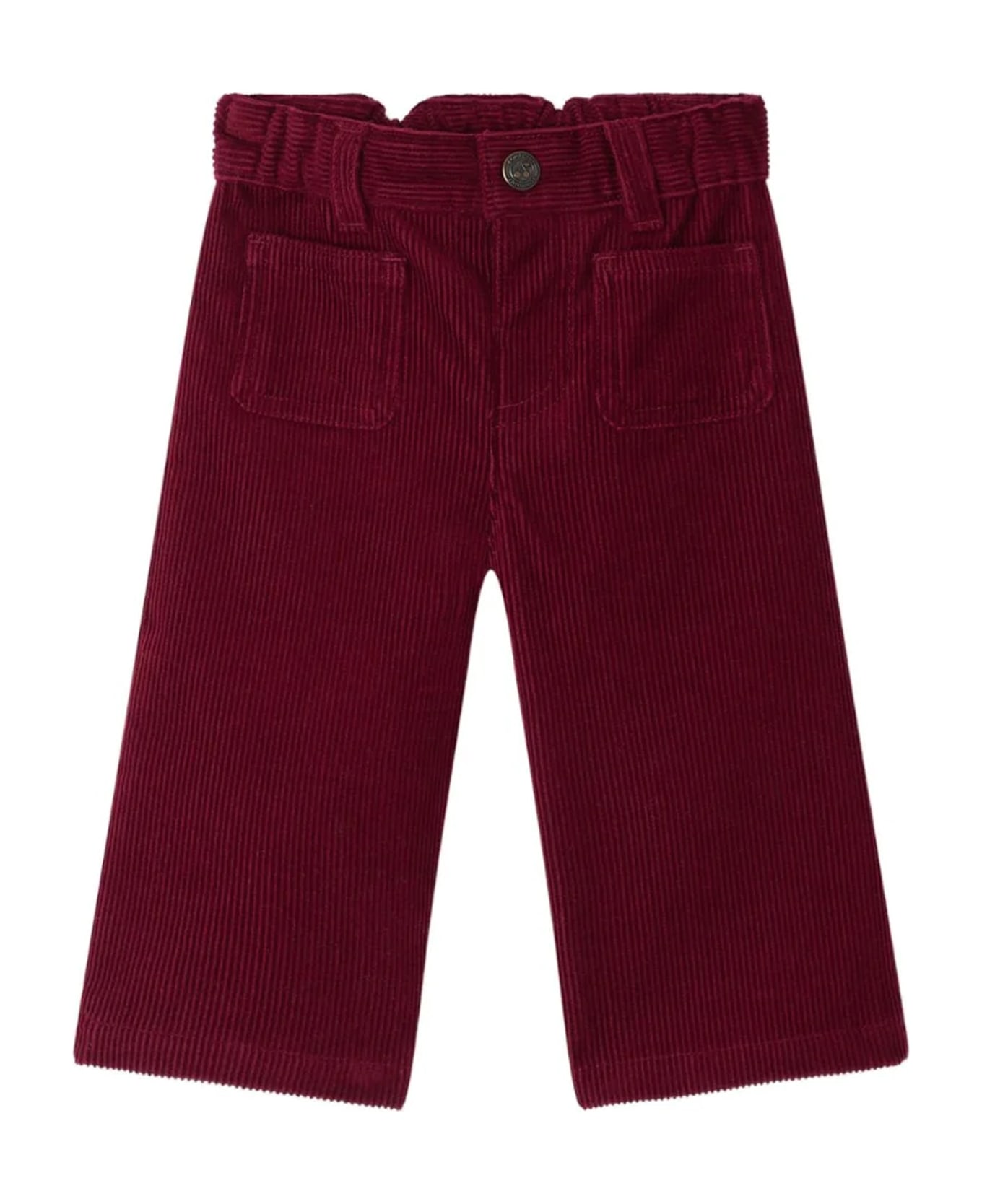 Bonpoint Burgundy Trousers For Baby Girl With Cherries - Bordeaux
