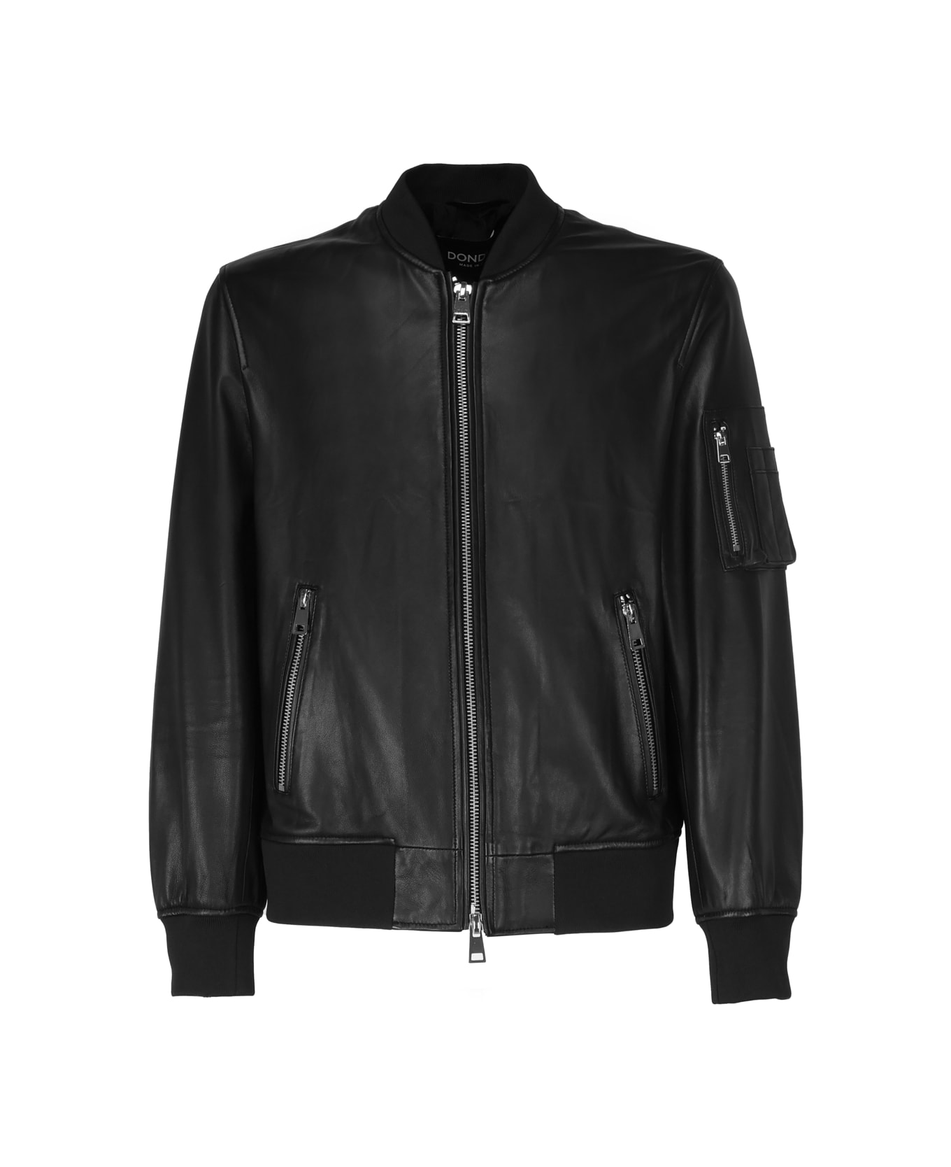 Dondup Leather Jacket With Zip - nero ダウンジャケット
