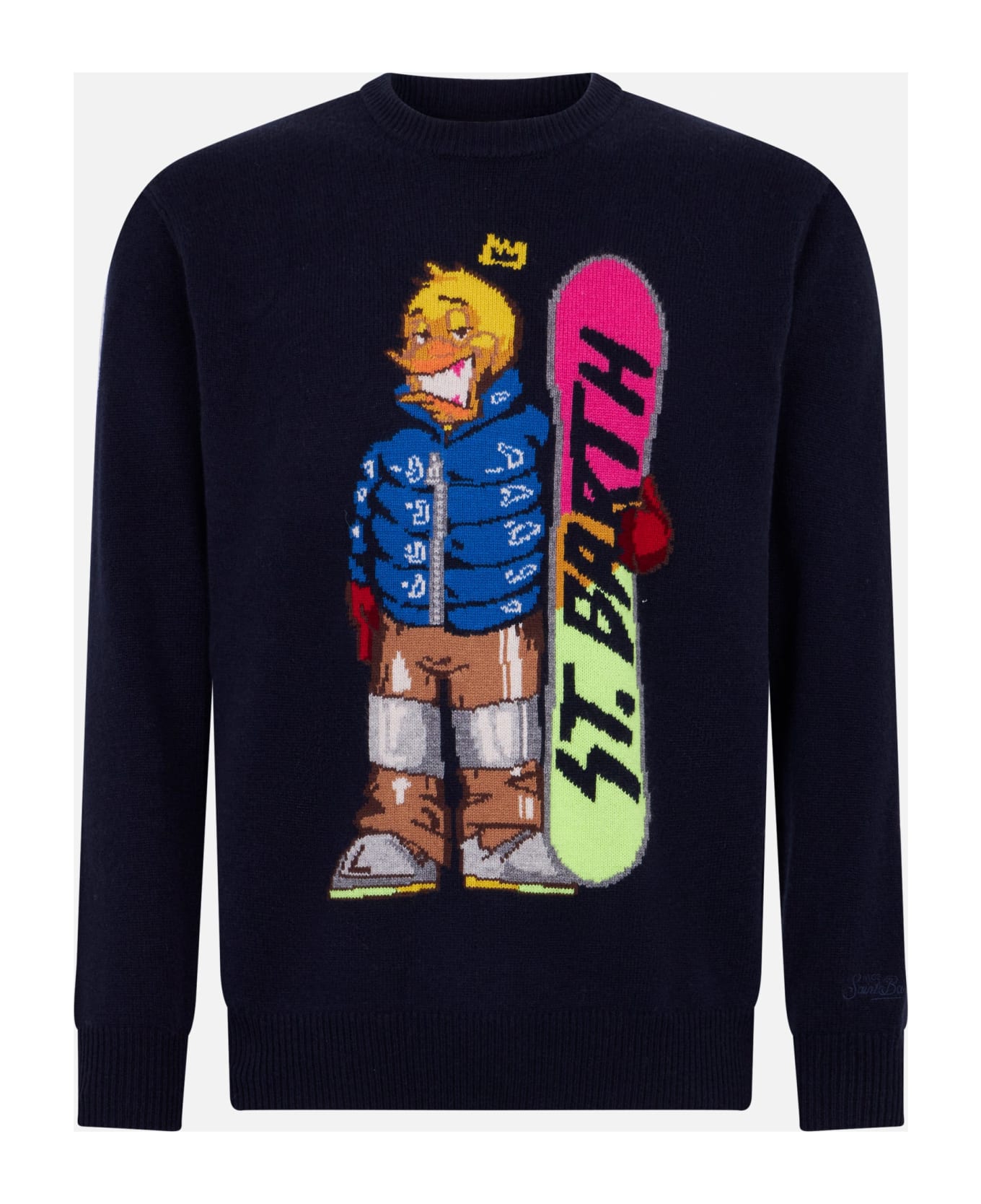 MC2 Saint Barth Man Crewneck Sweater With Crypto Ducky Jacquard | Crypto Puppets Special Edition - BLUE