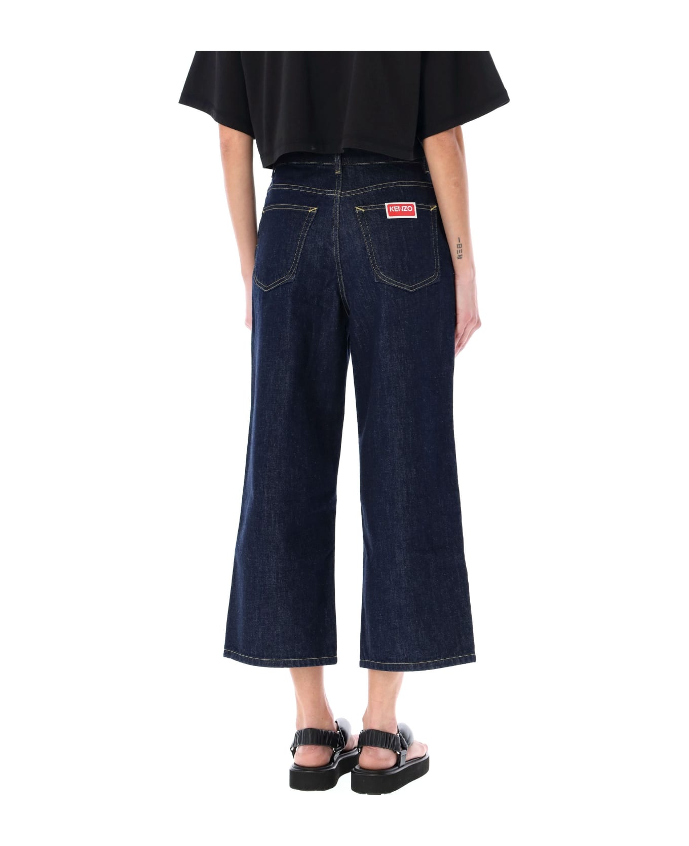 Kenzo Sumire Cropped Jeans - RINSED BLUE DENIN デニム