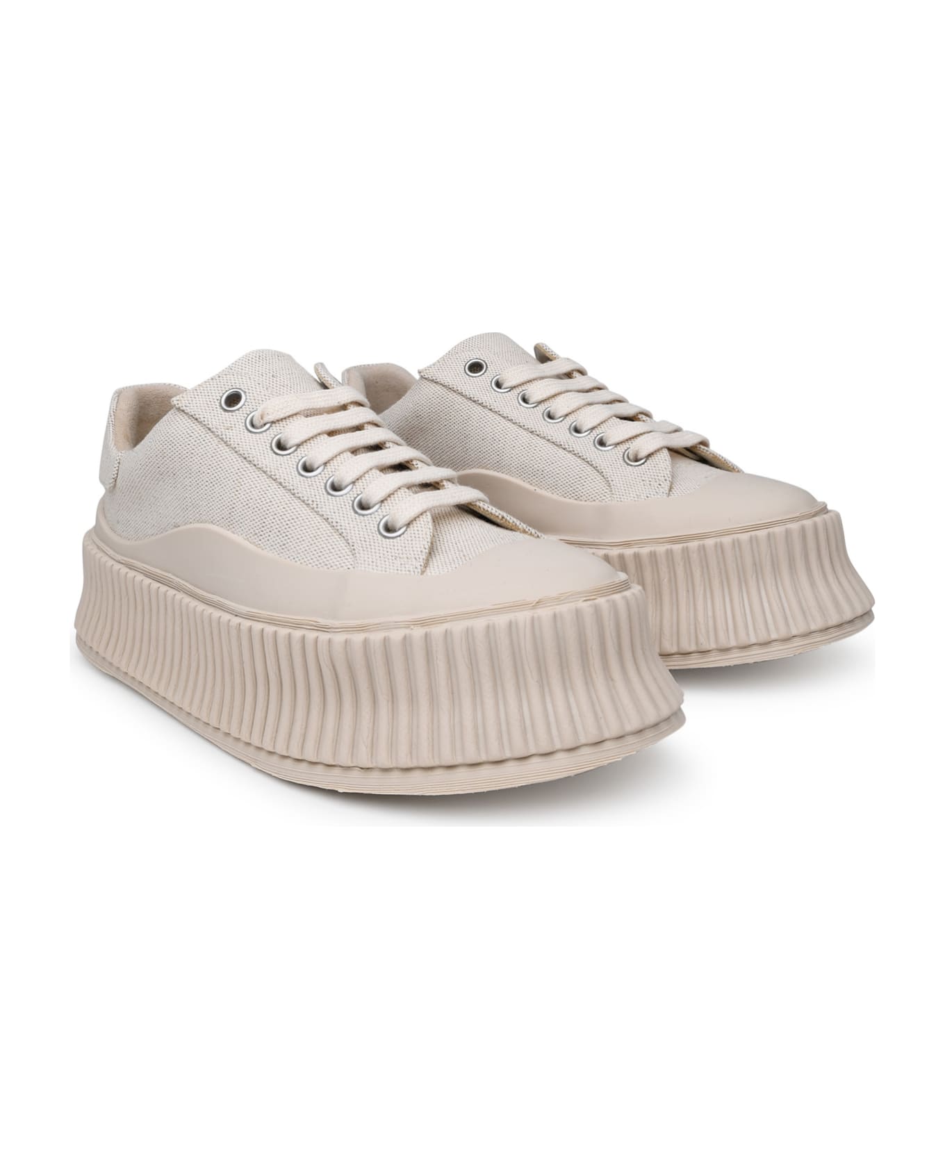 Jil Sander Ivory Canvas Sneakers - Cream