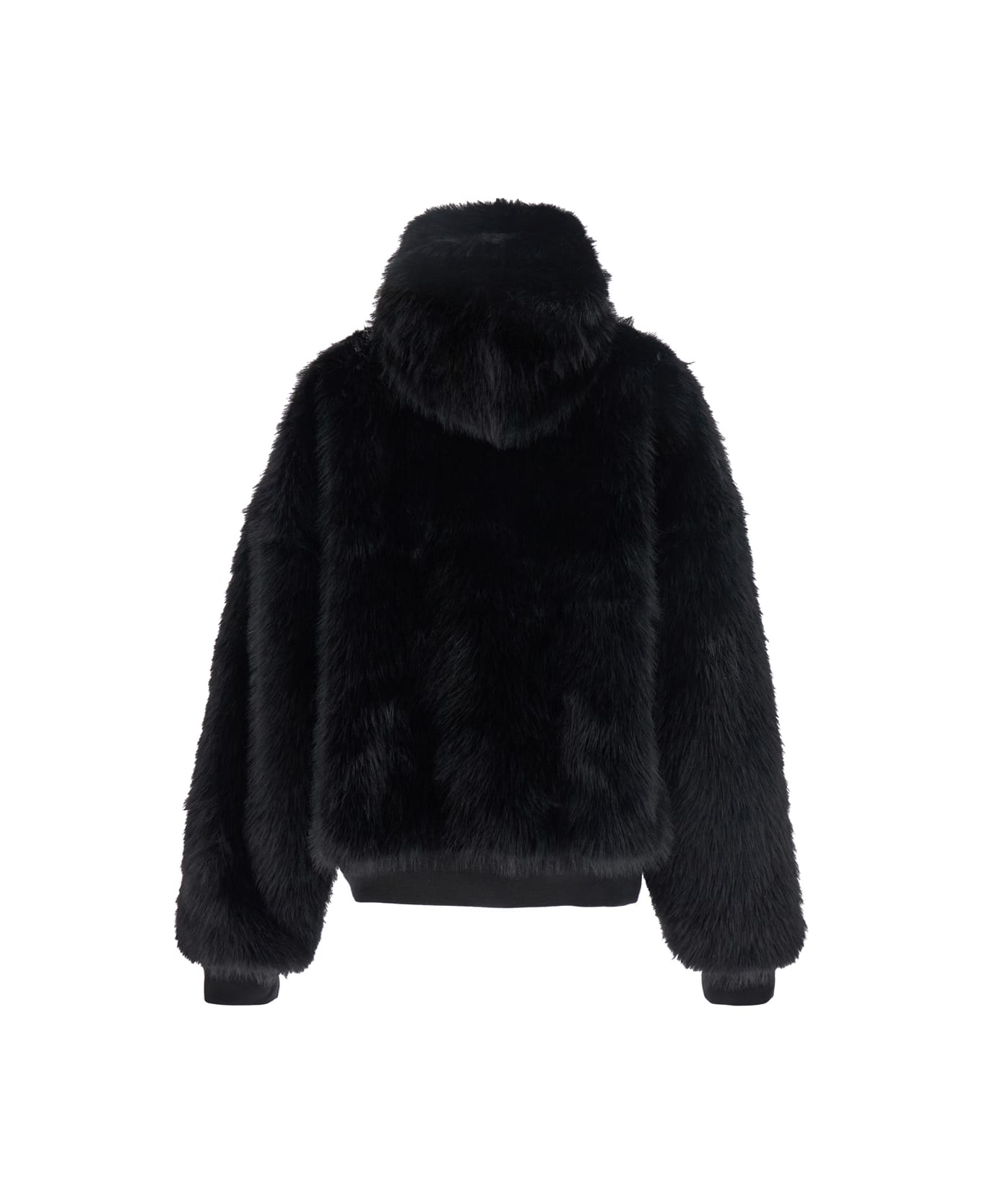 Balenciaga Ski Zip Up Hoodie Fake Fur Look - Black