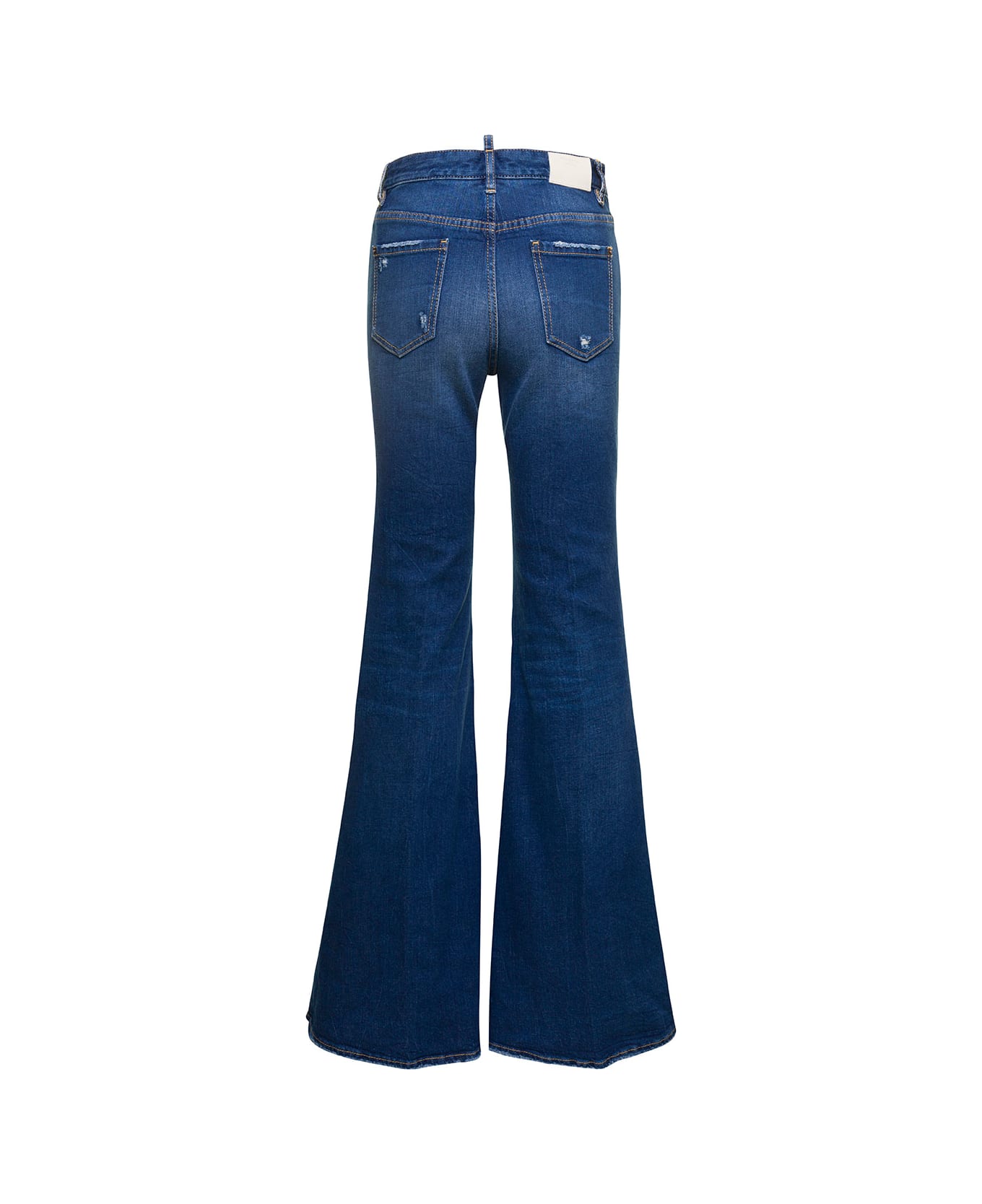 Dsquared2 Blue Denim Flared Jeans In Cotton Woman - Blu
