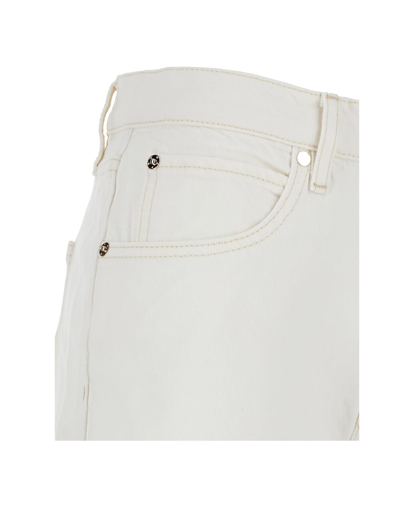 Frame White Jeans With Low Waist And Belt Loops In Denim Woman - White