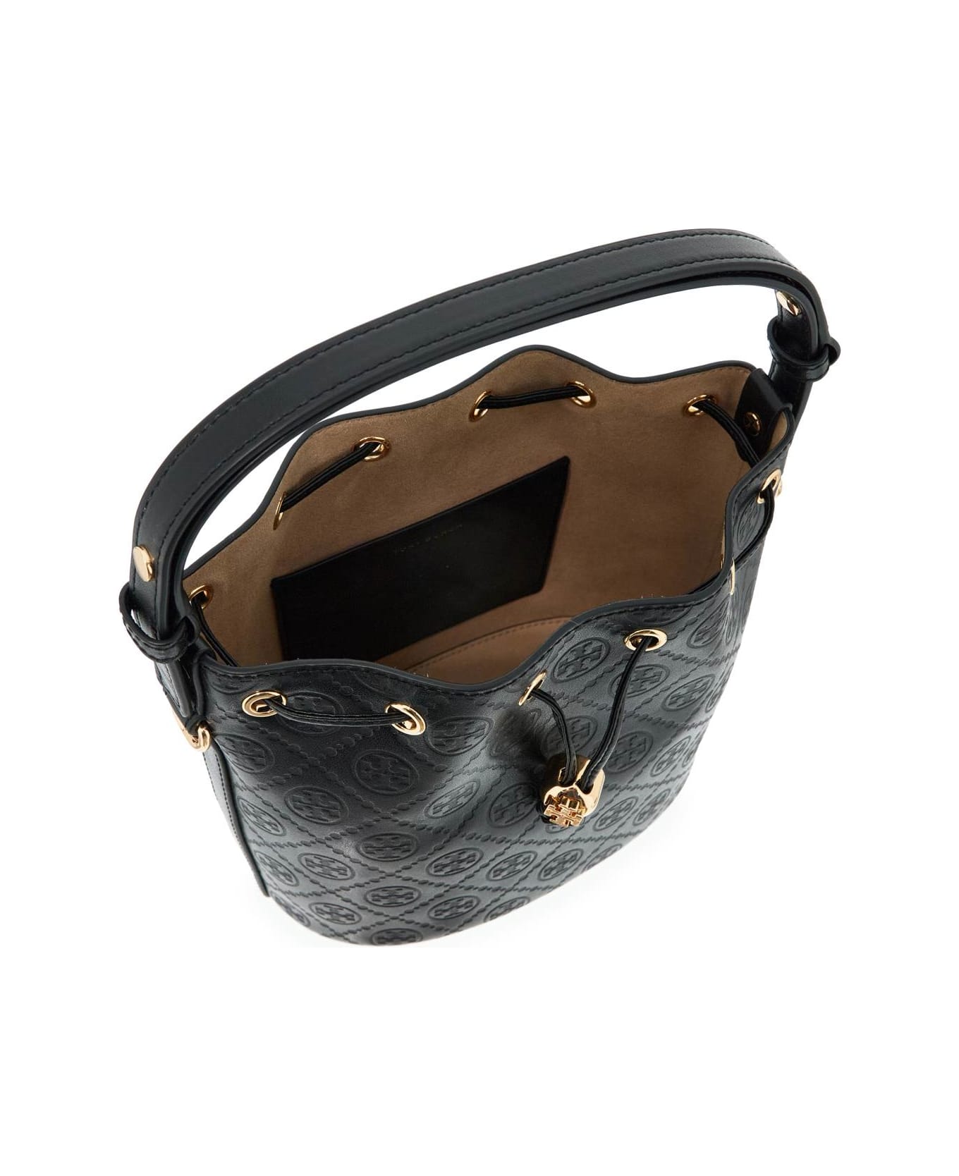 Tory Burch Medium Bucket Bag 
t Monogram
 - BLACK (Black)