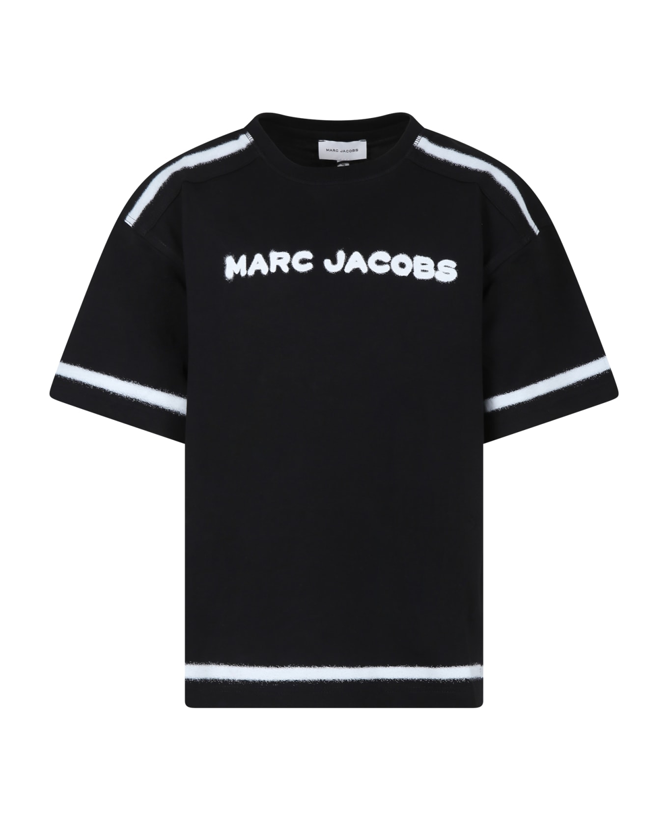 Little Marc Jacobs Black T-shirt For Girl With Logo - Black Tシャツ＆ポロシャツ