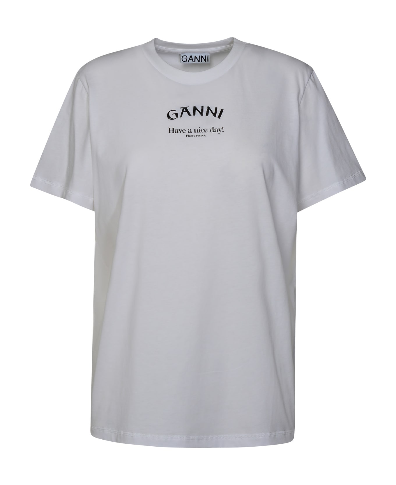 Ganni 'ganni' White Cotton T-shirt - White