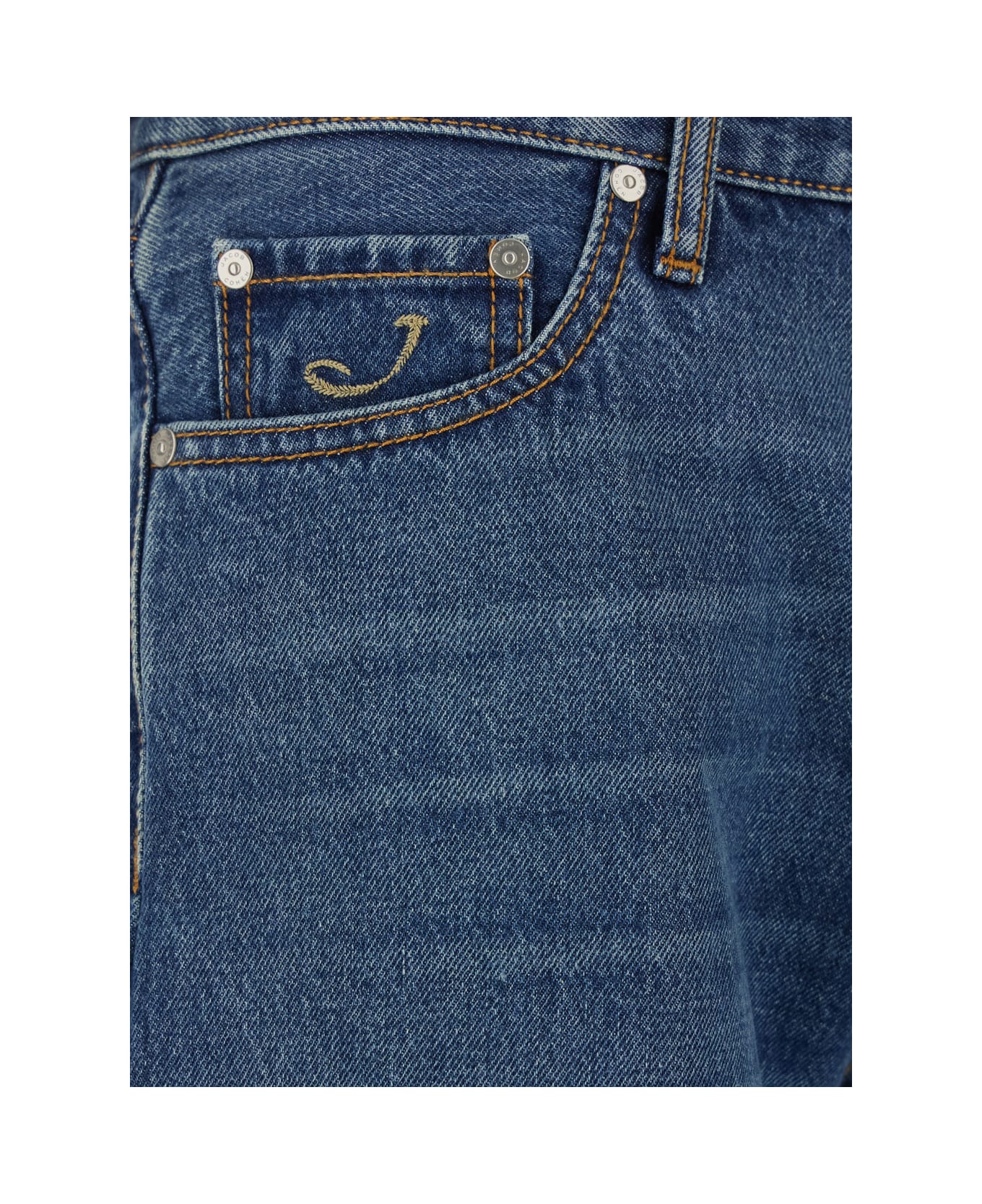 Jacob Cohen 
edo
 Blue Five-pocket Jeans With Logo Patch On The Back In Denim Man - Blu