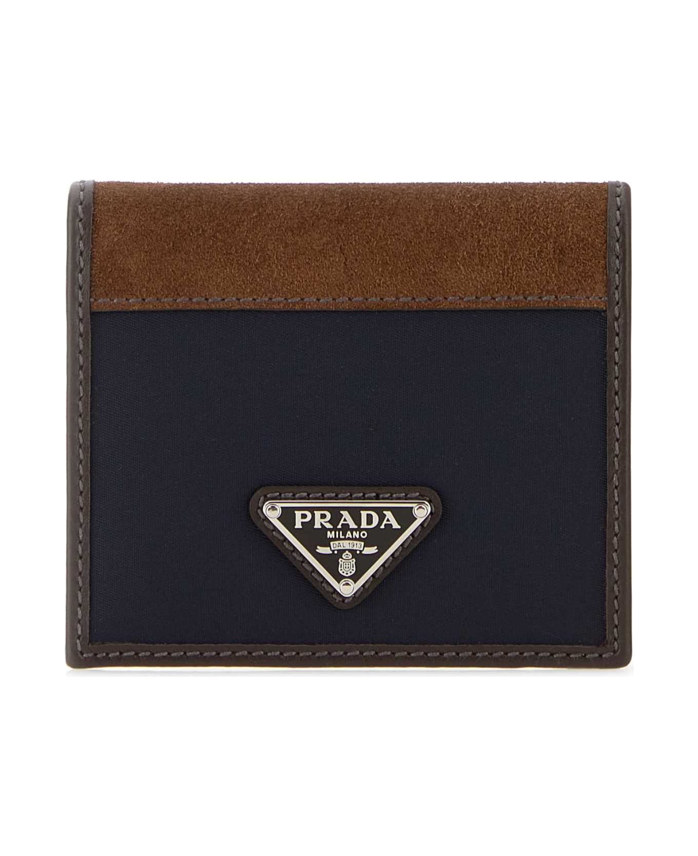 Prada Two-tone Fabric And Suede Wallet - BLUCAFFE'