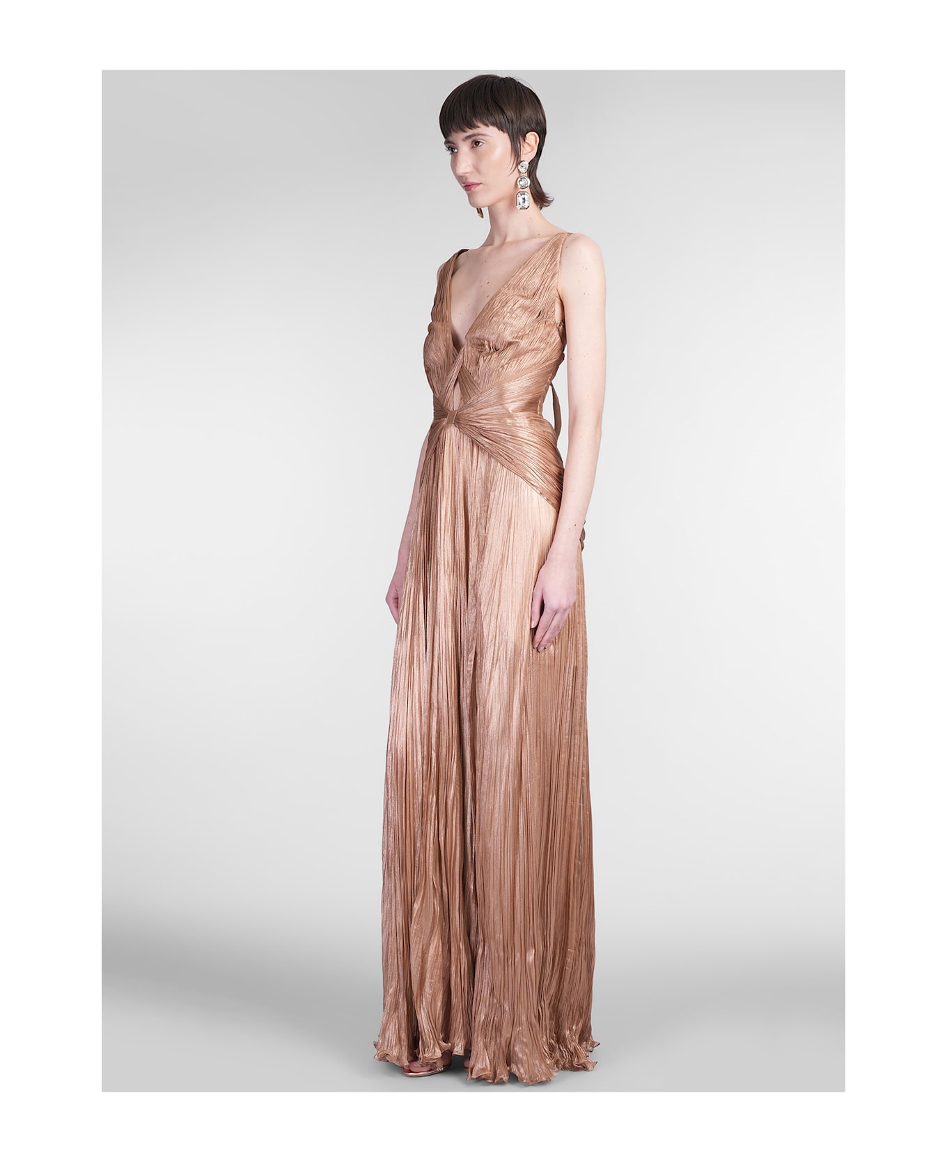 Iris Serban Letita Long Dress In Brown Silk - brown ワンピース＆ドレス