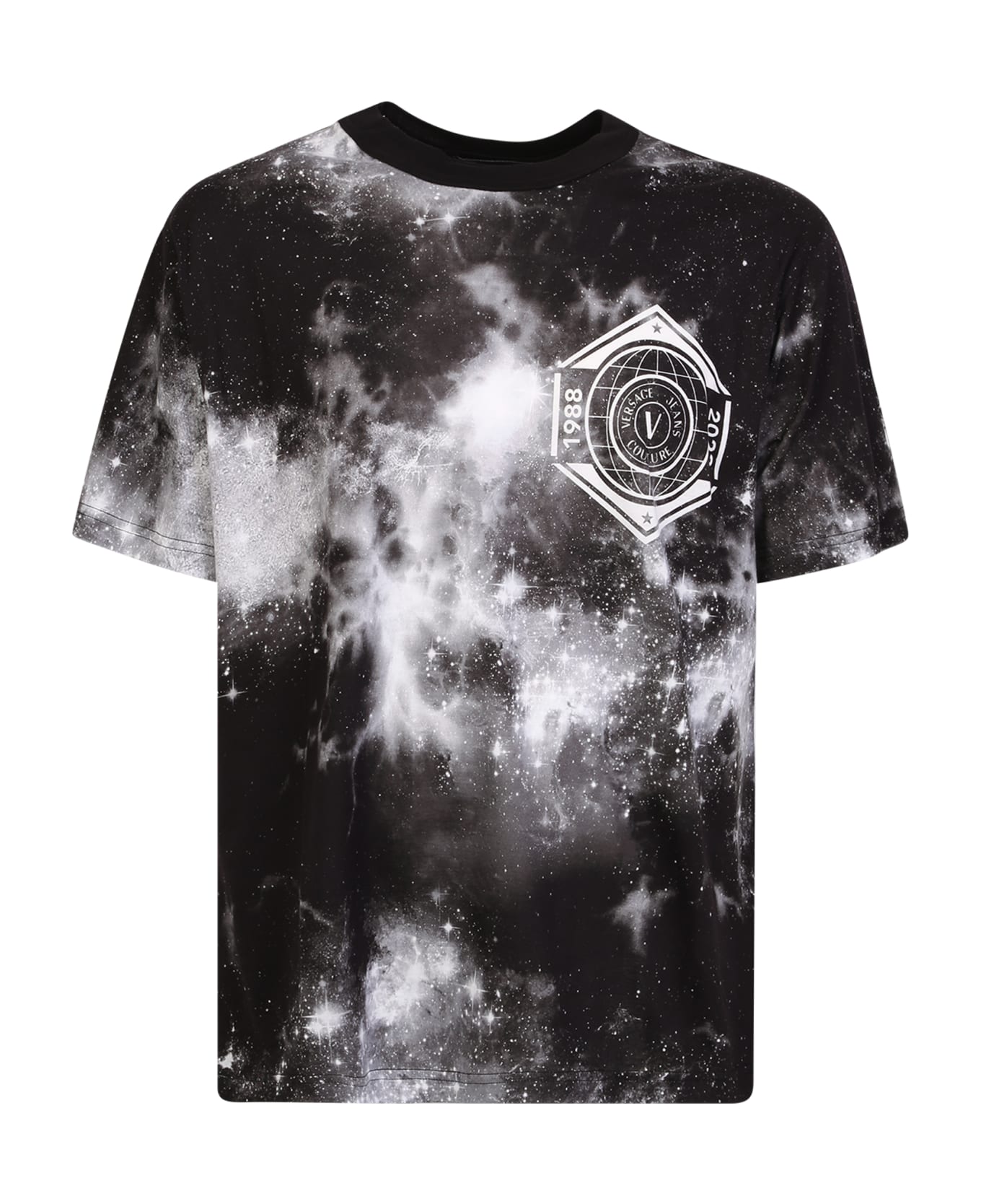 Versace Jeans Couture T-shirt With Galaxy Print Black And White - Black