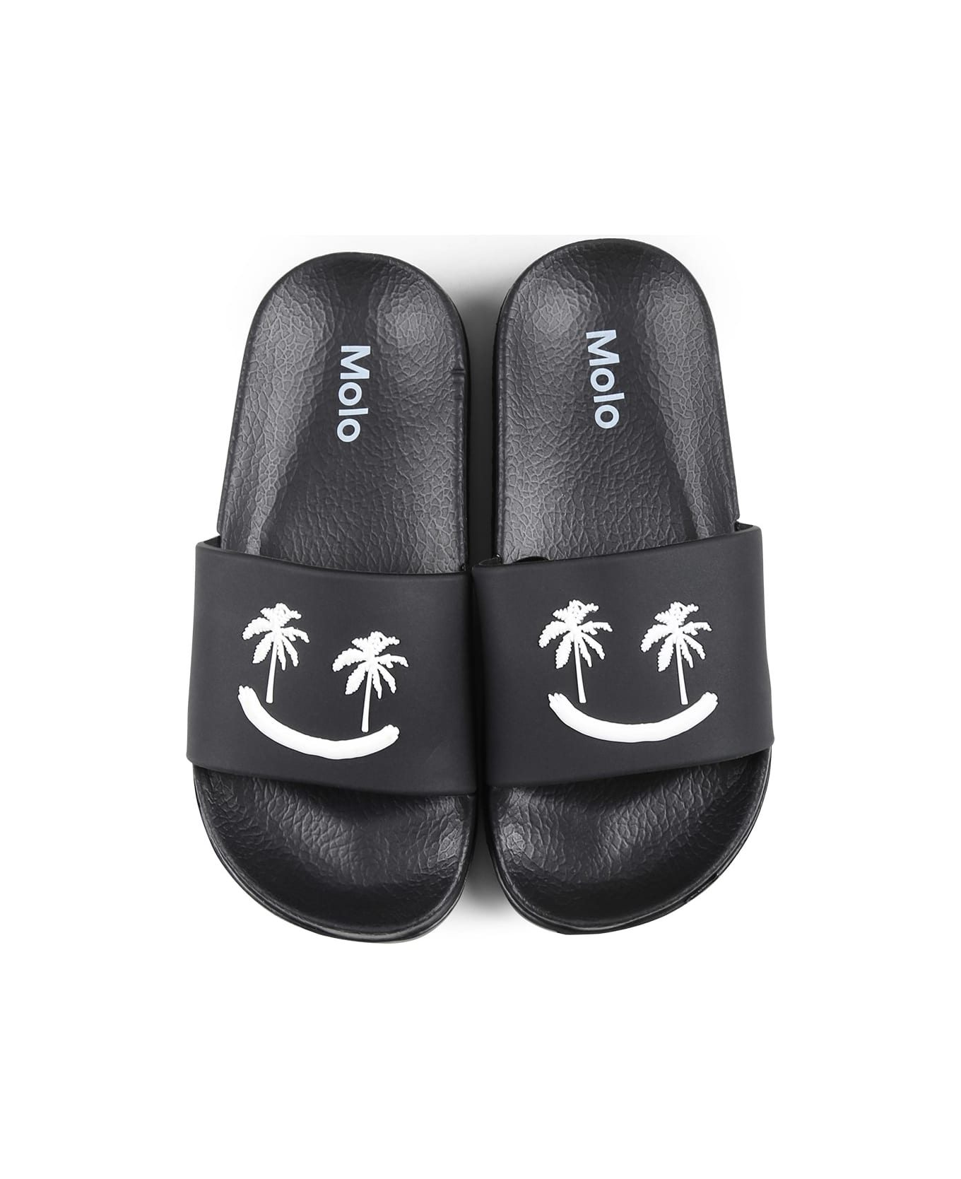 Molo Black Slippers For Kids With Smiley - Black