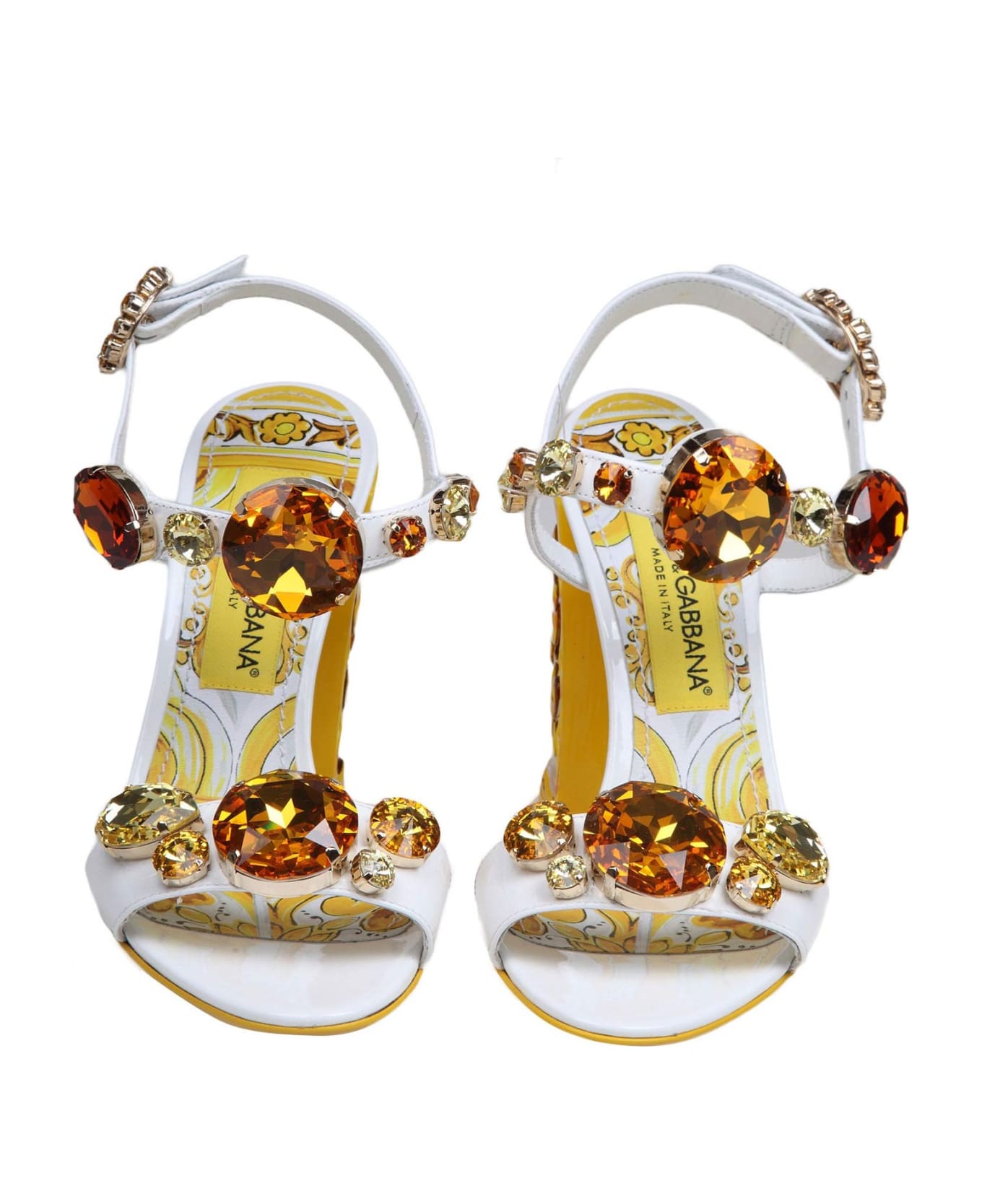 Dolce & Gabbana Keira Patent Sandal With Applied Stones - Giallo