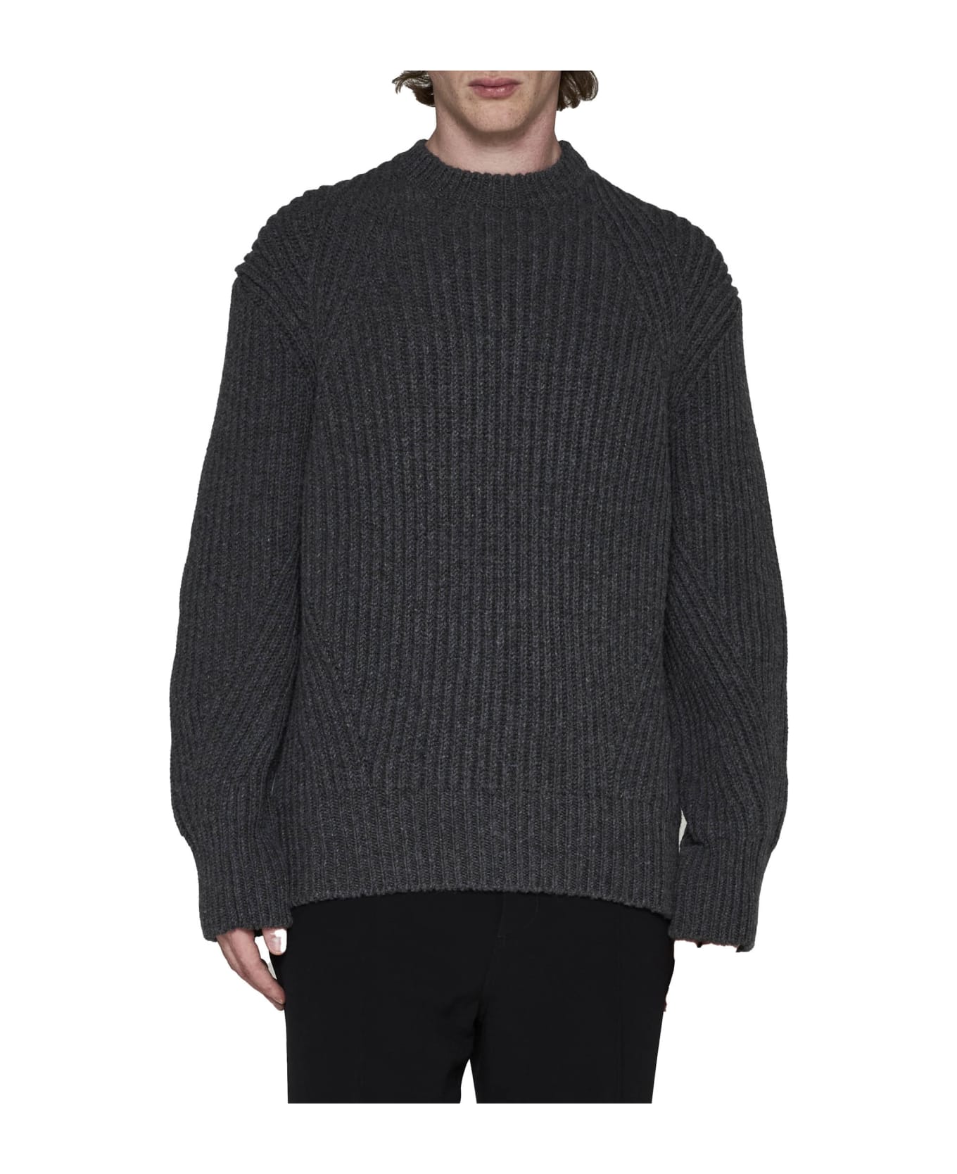 Alexander McQueen Crewneck Rib Knit Sweater - Charcoal ニットウェア