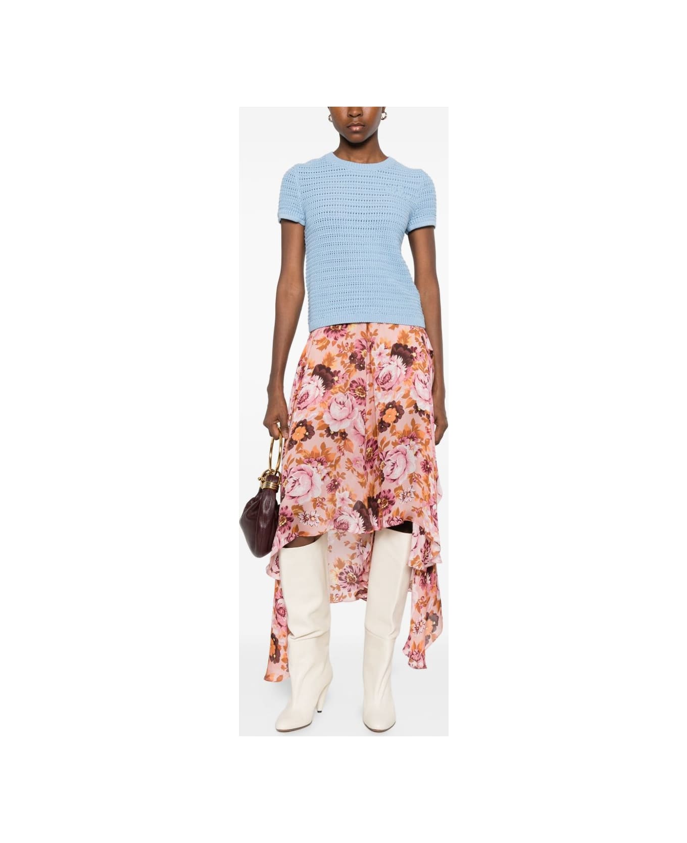 Chloé Silk Printed Skirt - Pink