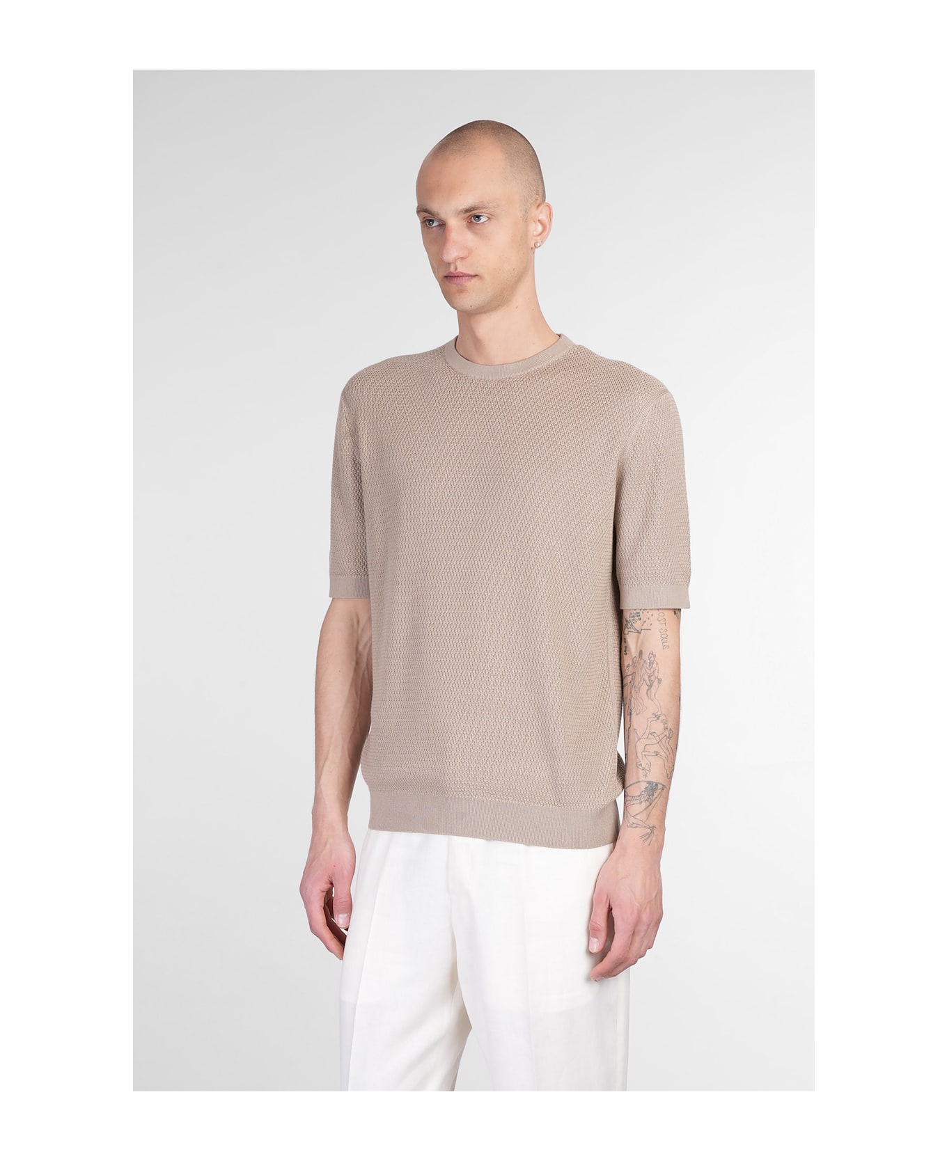Zegna T-shirt In Taupe Cotton - taupe