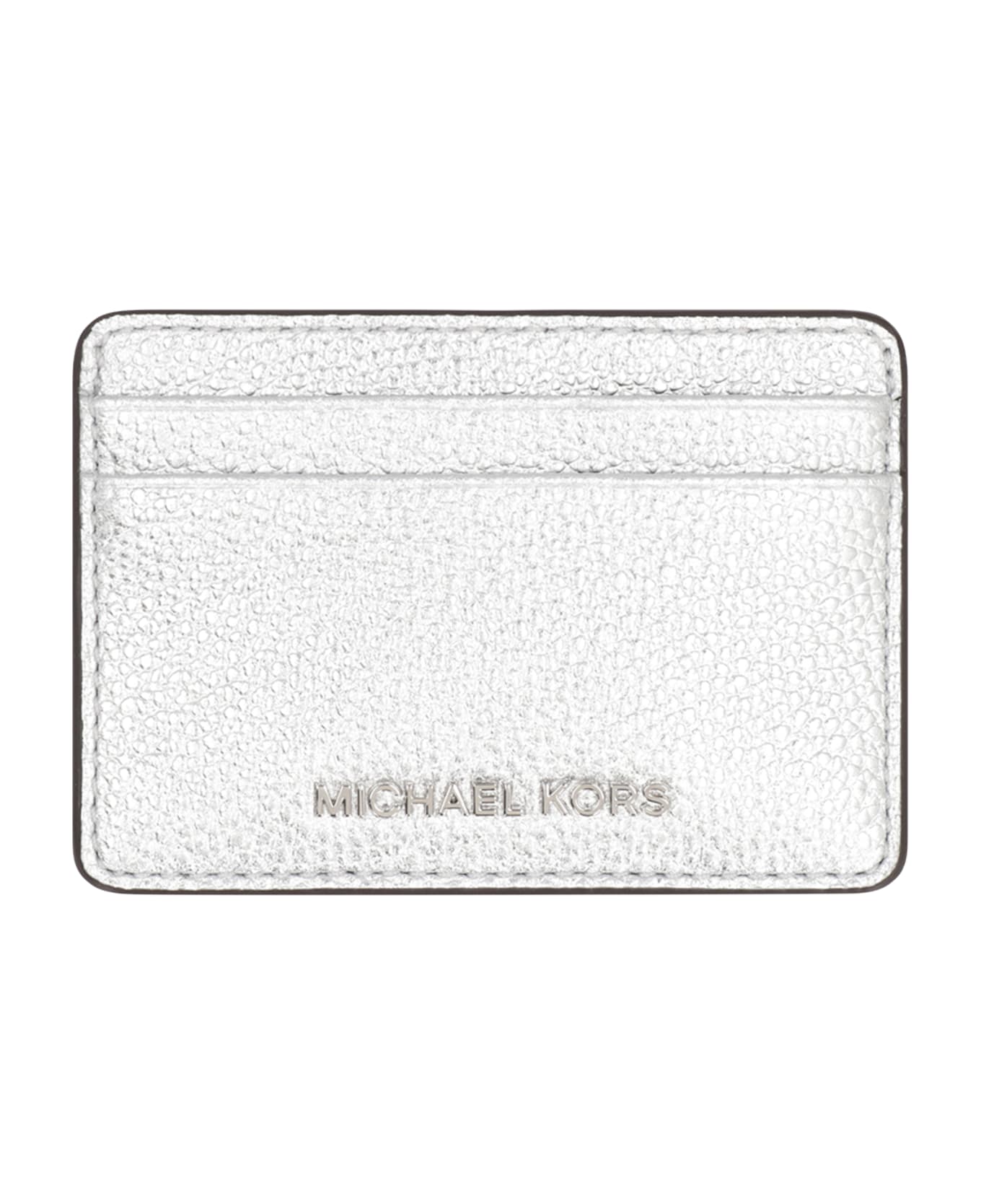 MICHAEL Michael Kors Pebbled Calfskin Card Holder - Silver