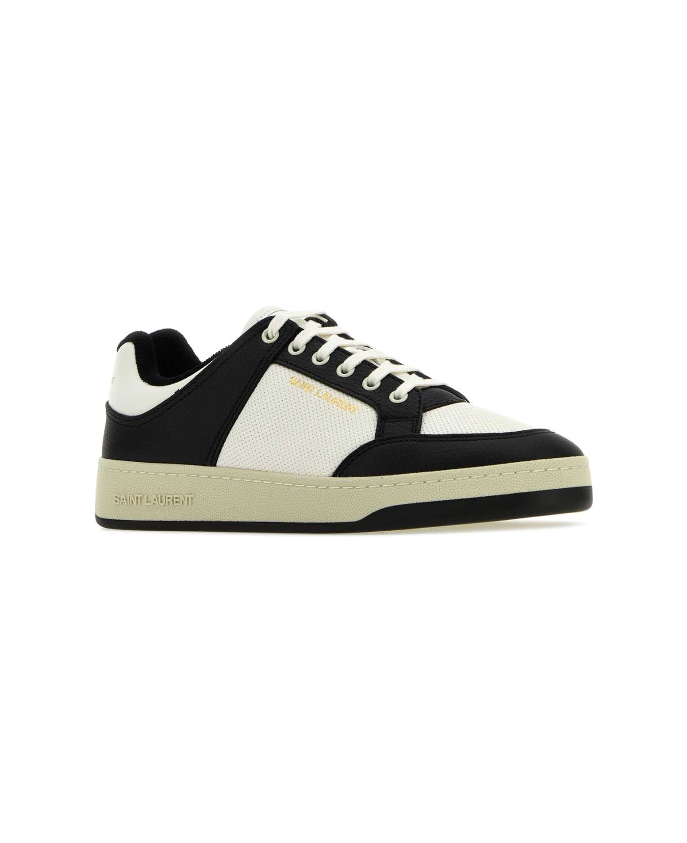 Saint Laurent Two-tone Leather Sl/61 Sneakers - COFFEEWHITENEROCO