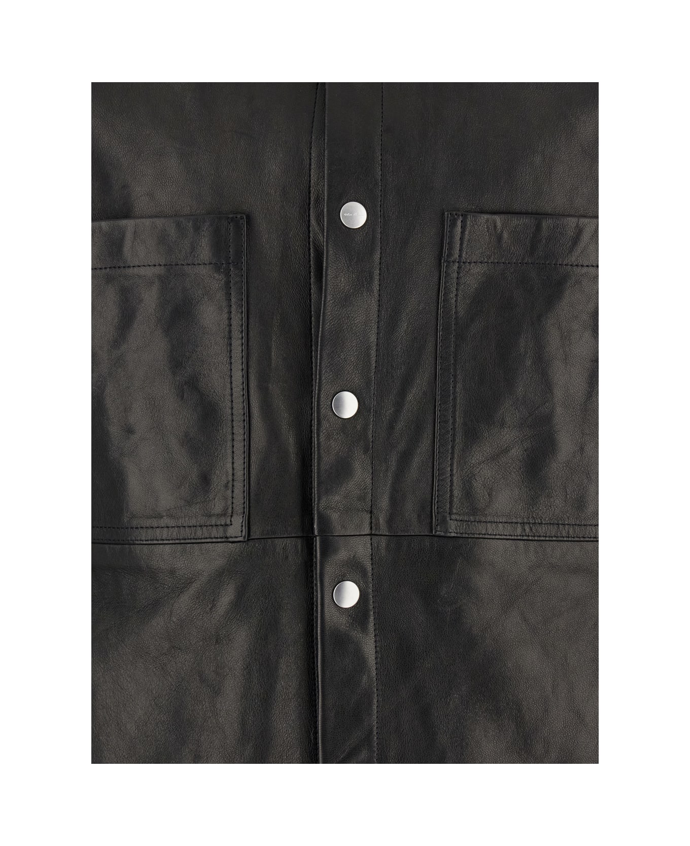 Rick Owens Black Jacket With Classic Collar In Leather Man - Black
